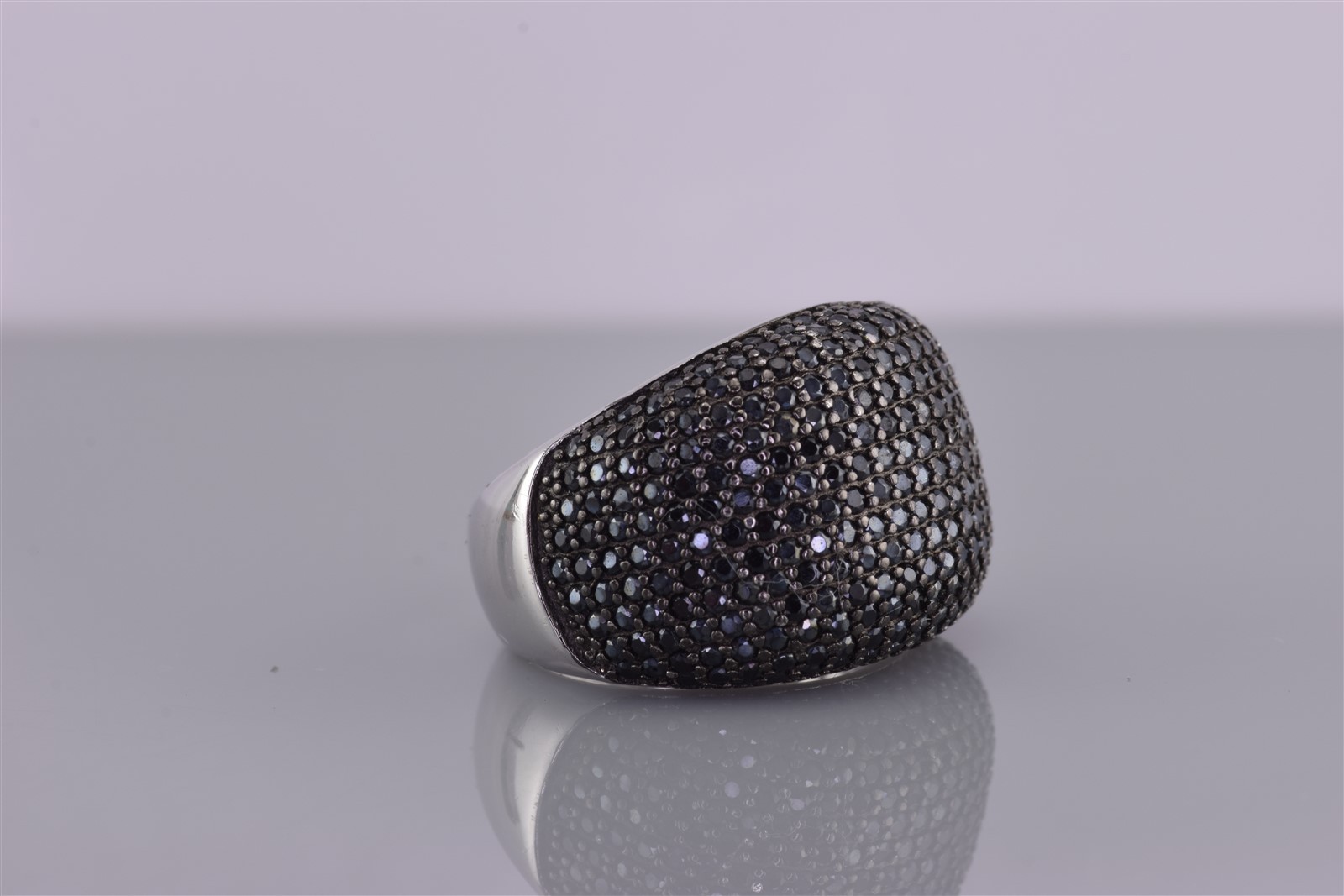 Fuzion Creation Sterling Silver Micro Black Cubic Zirconia Band Ring 925 Sz: 5
