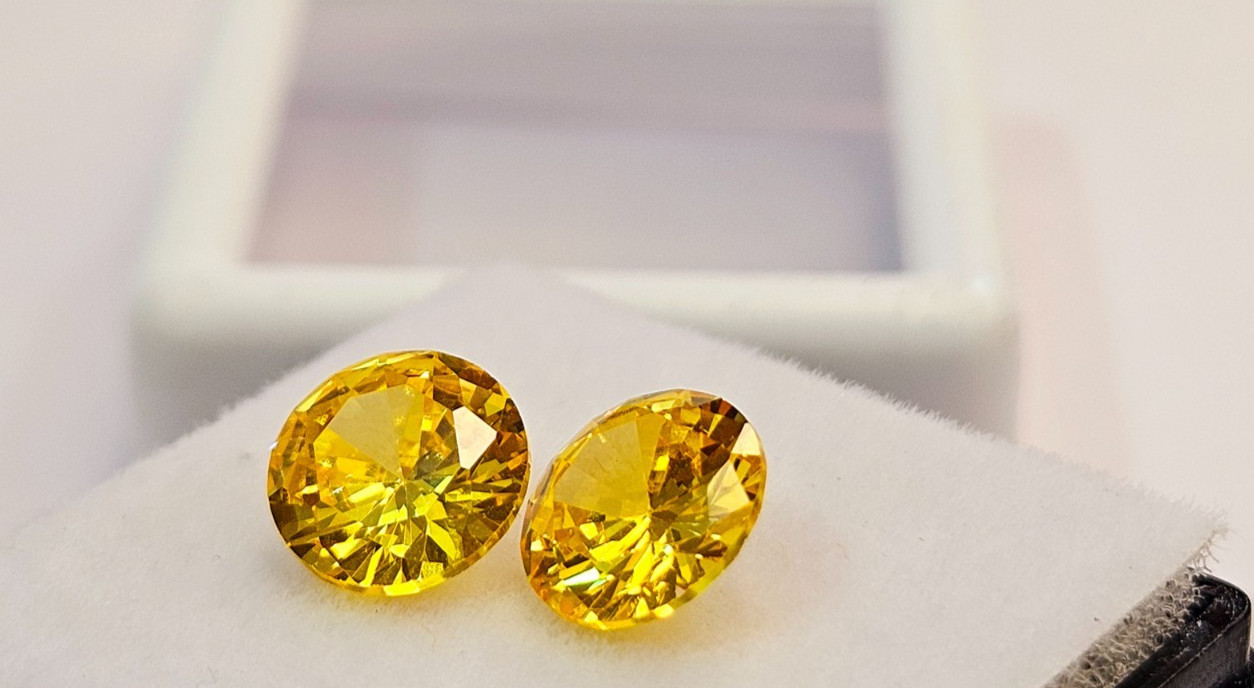 Yellow Zircon Round Cut 3+ Ct Pair For Earring Making Loose Gemstone