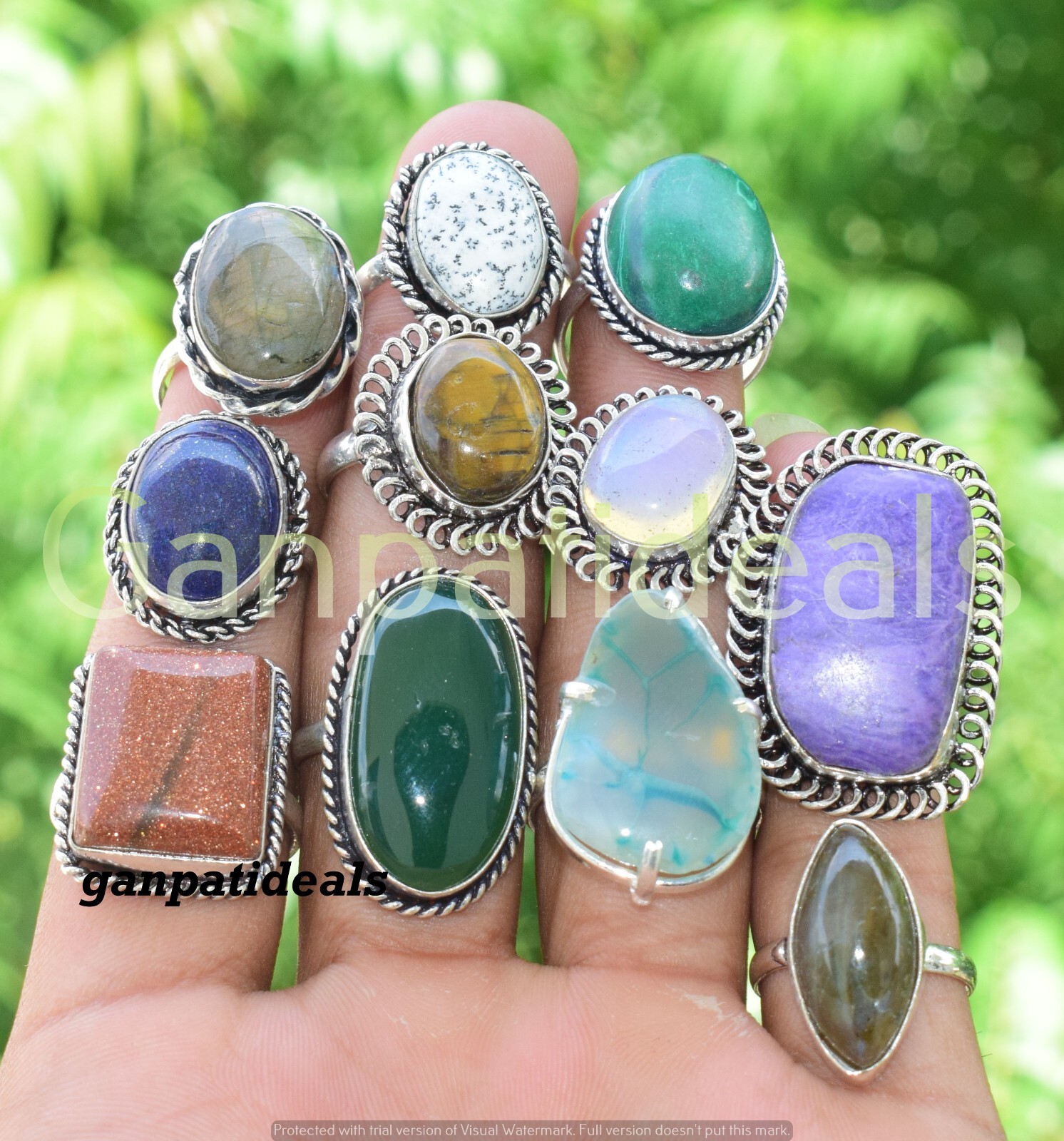 Druzy Gemstone Rings 20pcs Wholesale Lot 925 Handmade Silver Plated Jewelry