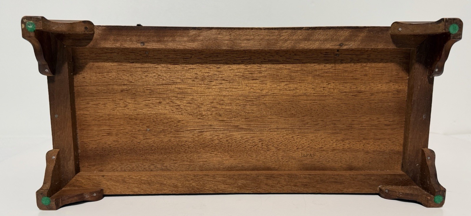 Vintage Wood Jewelry Box Blue Velvet Lined Plays Music Table Top 7 Drawers Doors