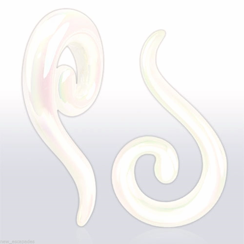 PAIR-Tapers Hangers Metallic Pearl White UV Acrylic 05mm/4 Gauge