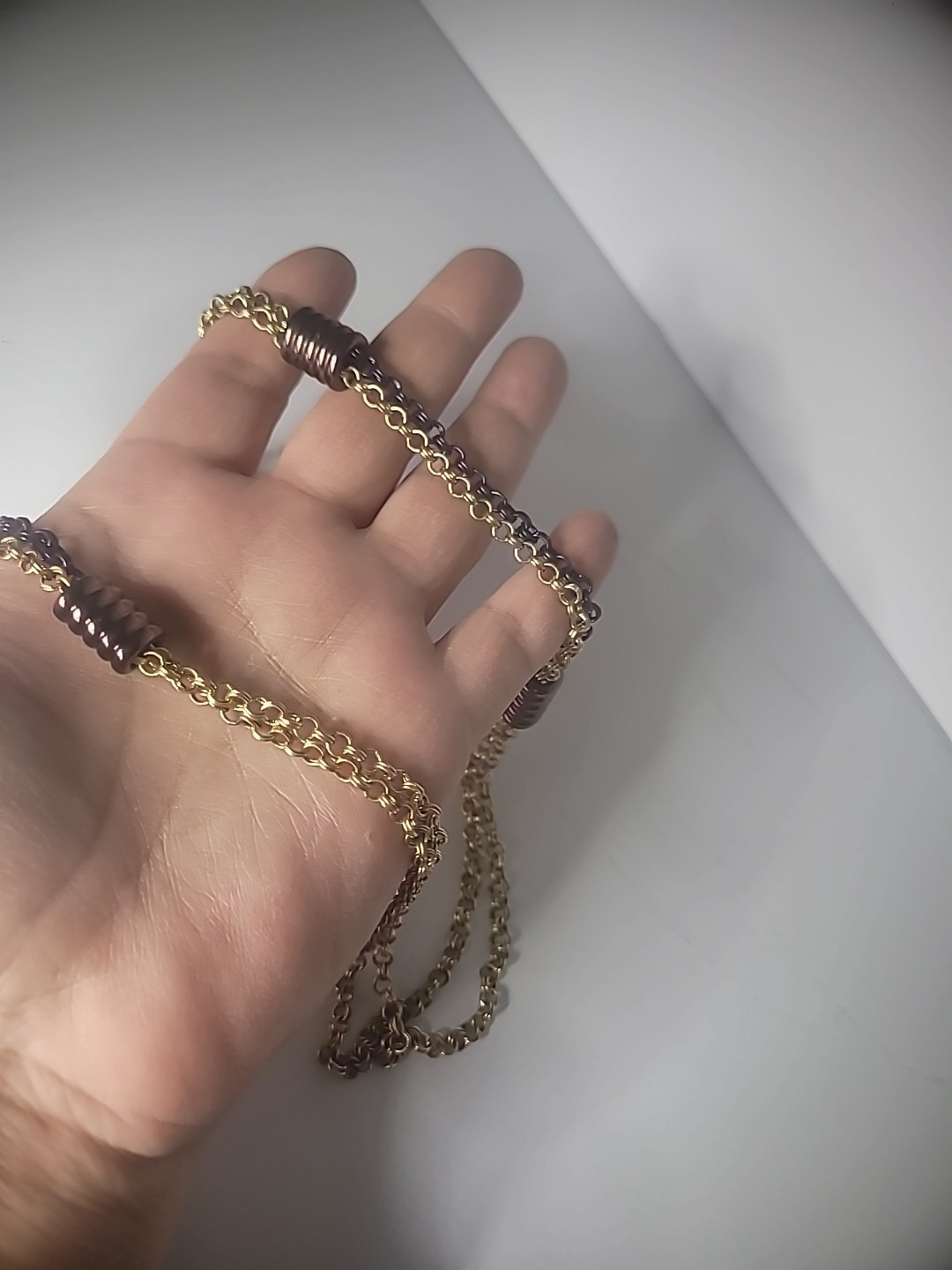 Vintage Baskin Brothers Gold Tone Chain Double Strand Neacklace Jewelry Costume