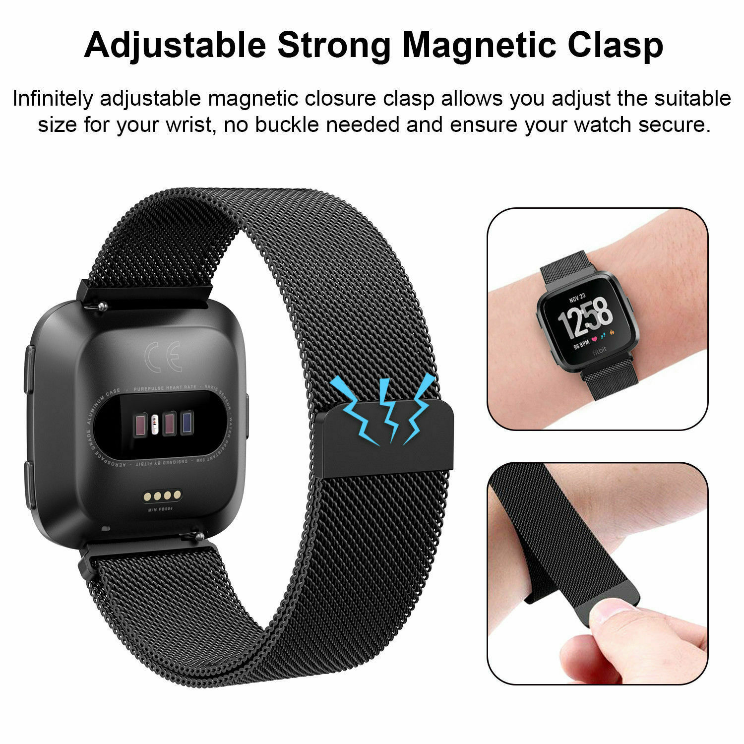 Magnetic Milanese metal For Fitbit Versa / 2 Watch Wrist Band Strap Bracelet