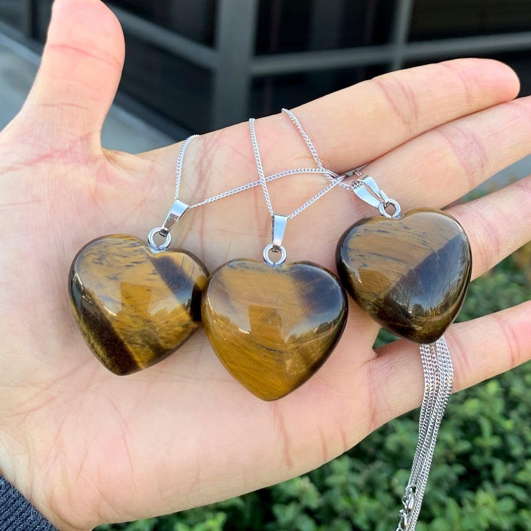 1pc You Are My Only Love Real Natural Gold Yellow Tiger Eye Gemstone Large Heart