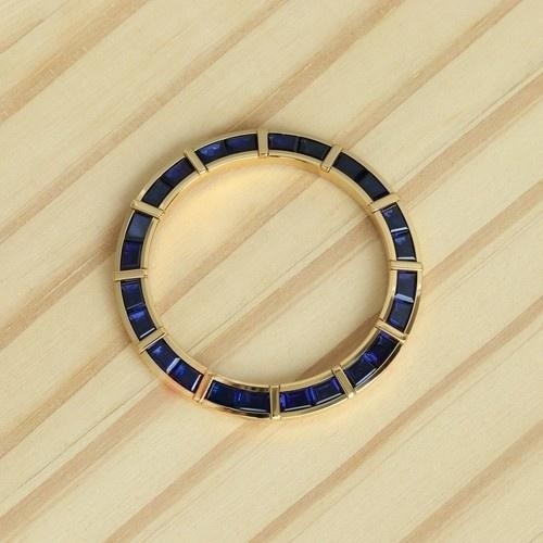24 Baguette Synthetic Dark Blue Sapphire Gold Watch Bezel for Rolex Daytona 40mm