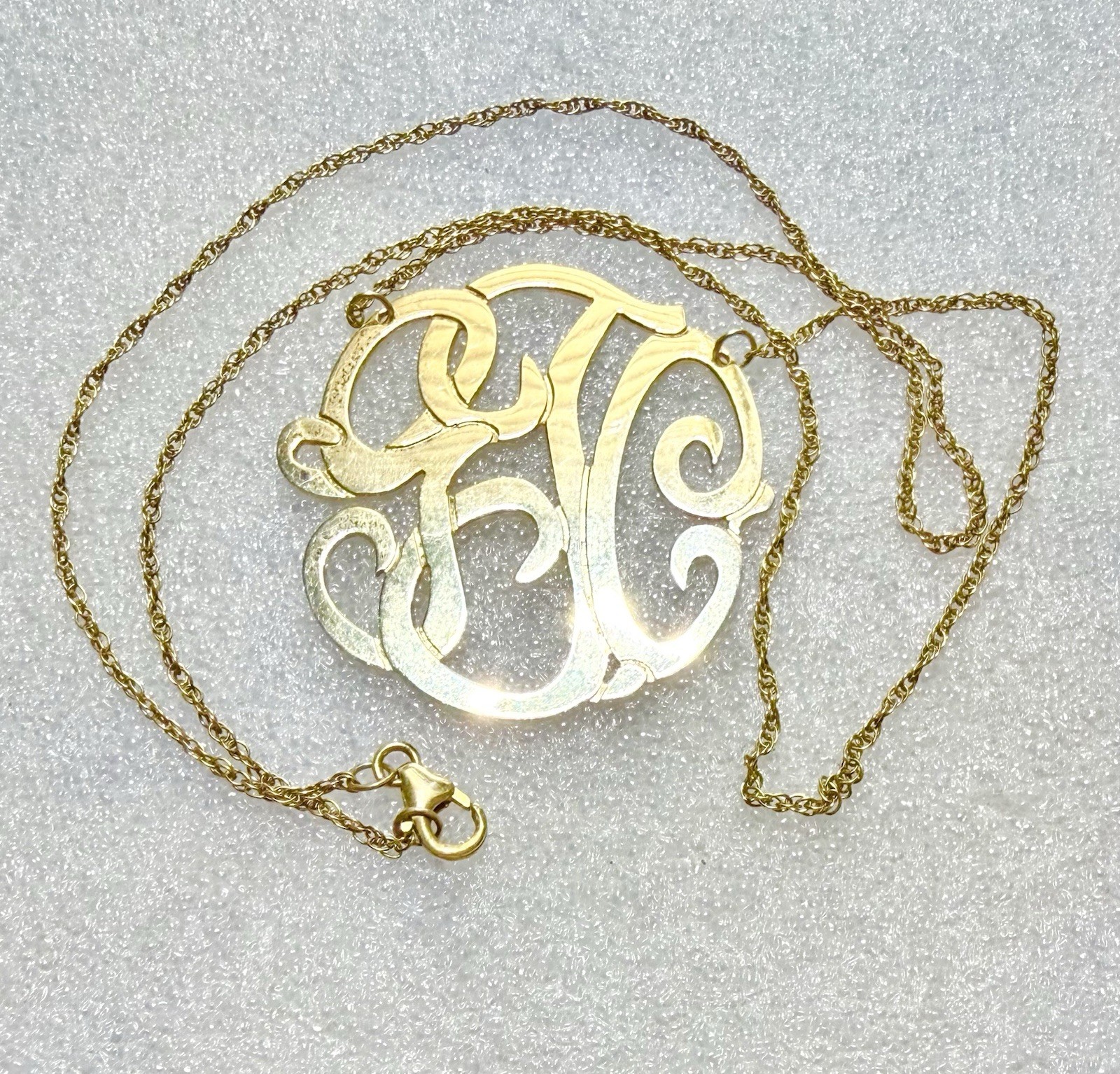 925 Sterling Vermeil JGC Monogram 18” Necklace – 5.59grams