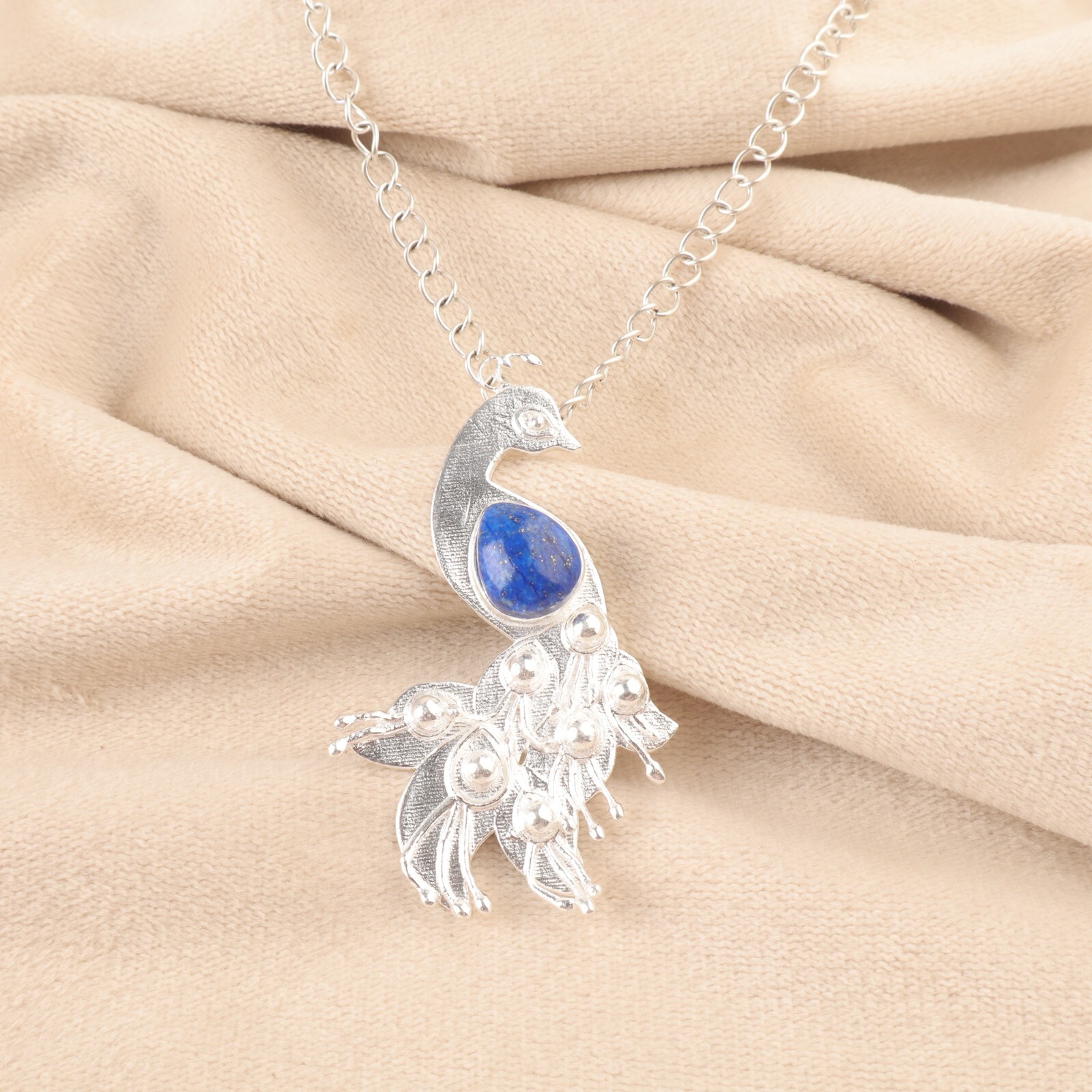 Pear Lapis Lazuli Gemstone Sister Wedding Throat Chakra Pendant Sterling Silver