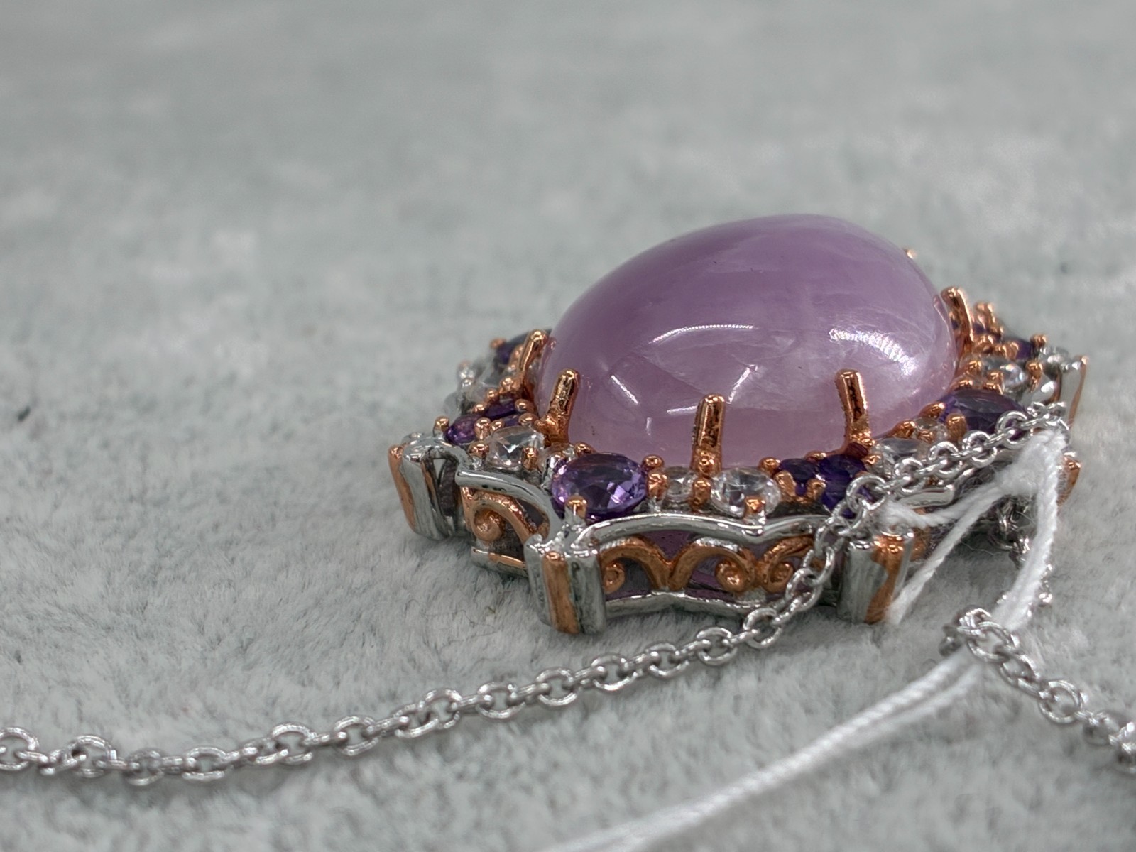 Michael Valitutti Gems en Vogue Kunzite Amethyst Silver Palladium Necklace HN925