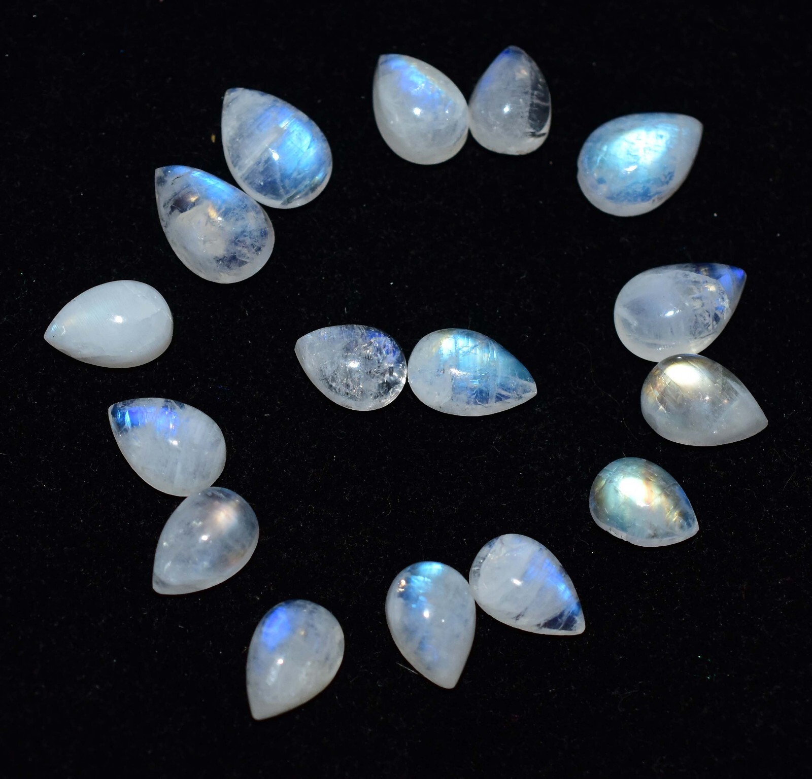24.90 Ct Natural White Ceylon Moonstone Silky Blue Shine 16 Pcs Loose Gemstone