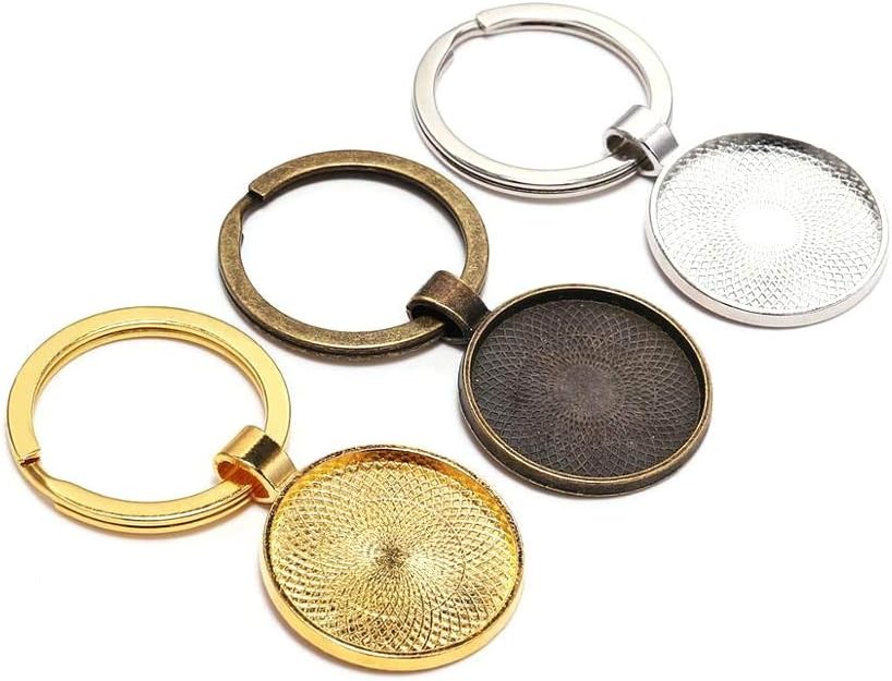 25pcs Round Bezel Pendant Trays Setting Cabochon Blank Base for DIY Gold