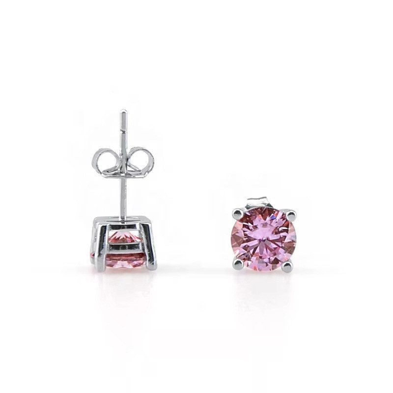 1ct-2ct Round Cut Moissanite Four-claw Earrings S925 Sterling Silver Ear Stud