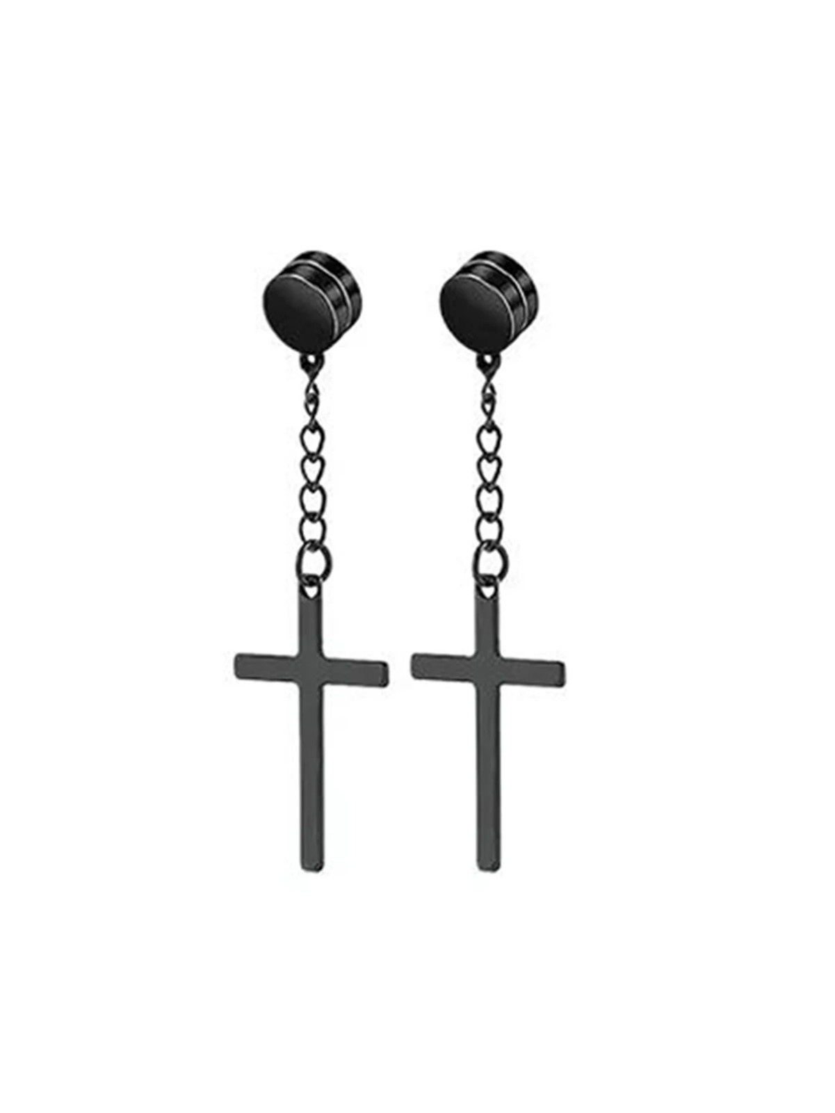 10 Pairs Magnetic Earrings Round Zircon Leaf Design Steel No Piercing Men