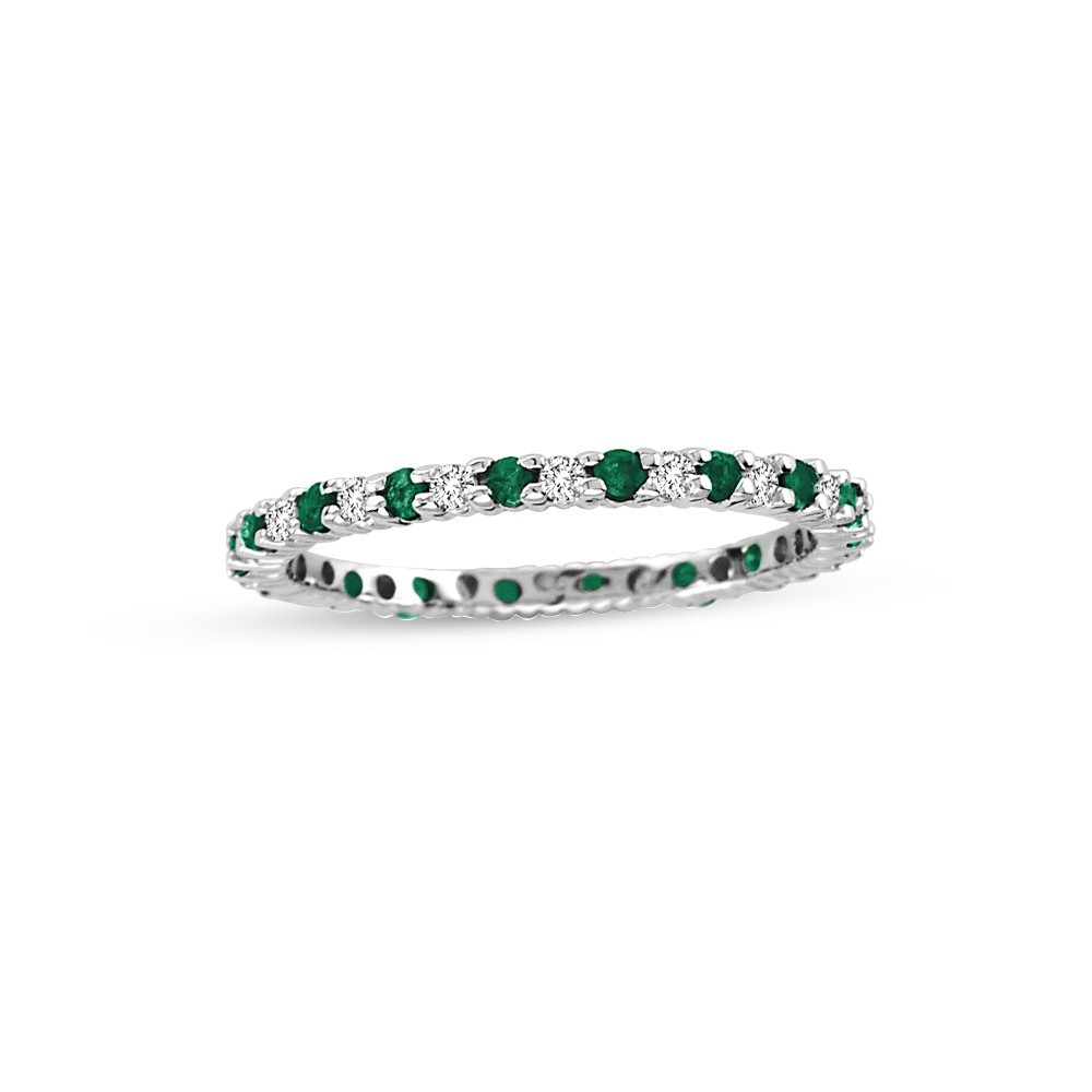 0.55cttw Emerald/Ruby/Sapphire and Diamond Eternity Band in 14k White Gold