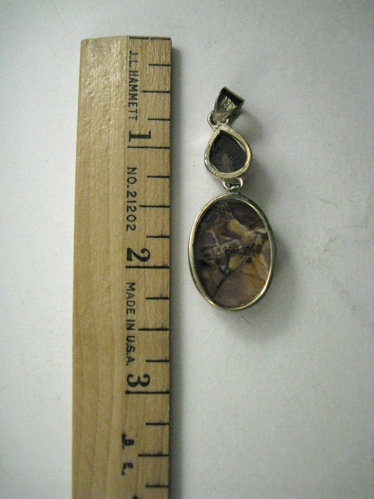 Agate Stone Pendant ONLY Sterling Silver 925 Red Pink 2 Inch Jewelry Dangle