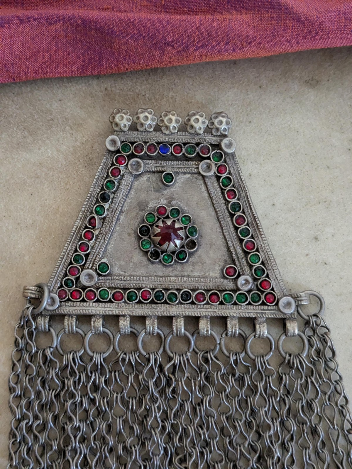 Vintage Tribal Jewelry Pendant Waziri Ethnic Adornment Jingling Dangles (19103)