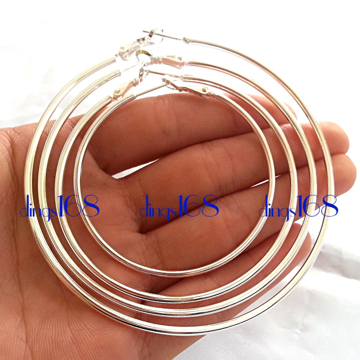 925 Sterling Silver HypoAllergenic 70mm Very Large Thin Tube Hoop Earrings E2F