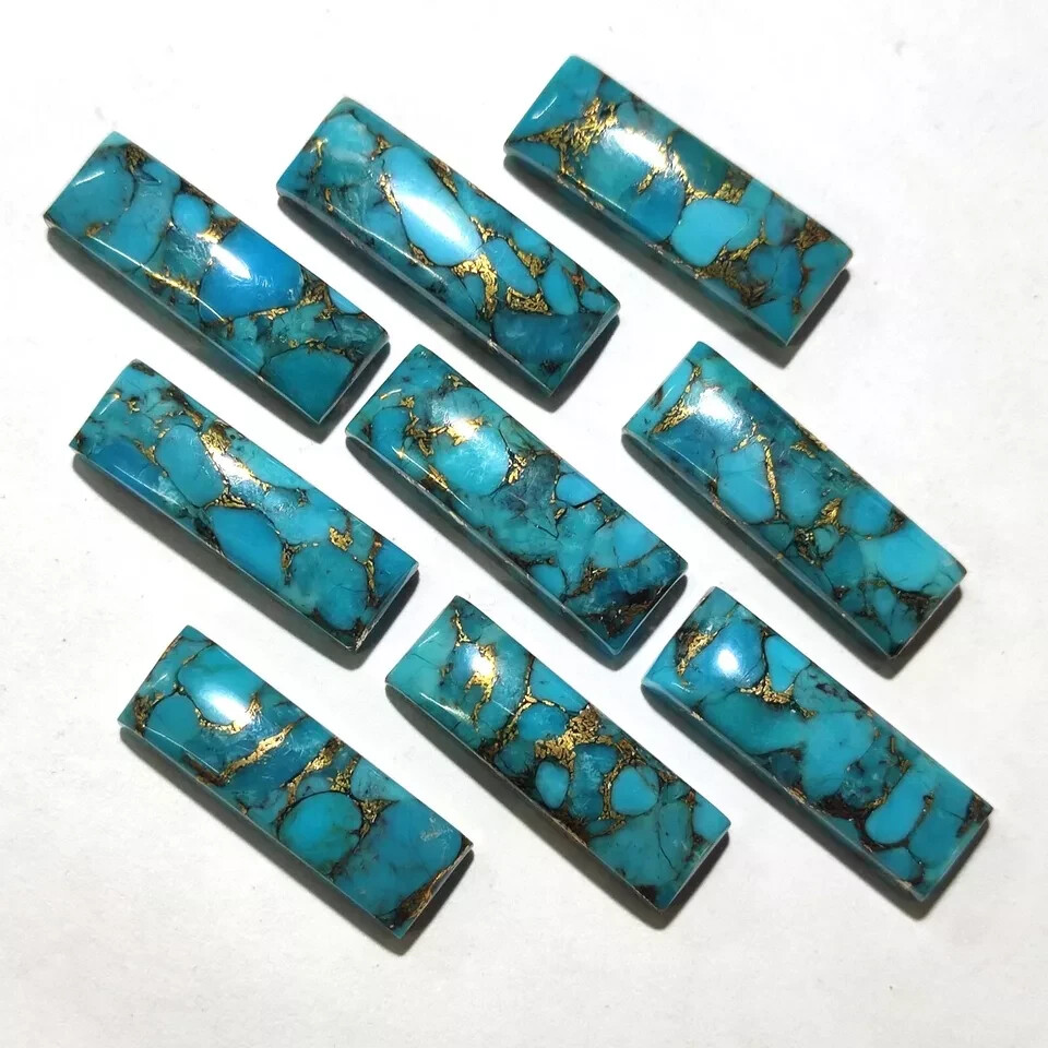 Blue Copper Turquoise Cabochon Rectangle Shape Loose Gemstone Lot Jewellery.