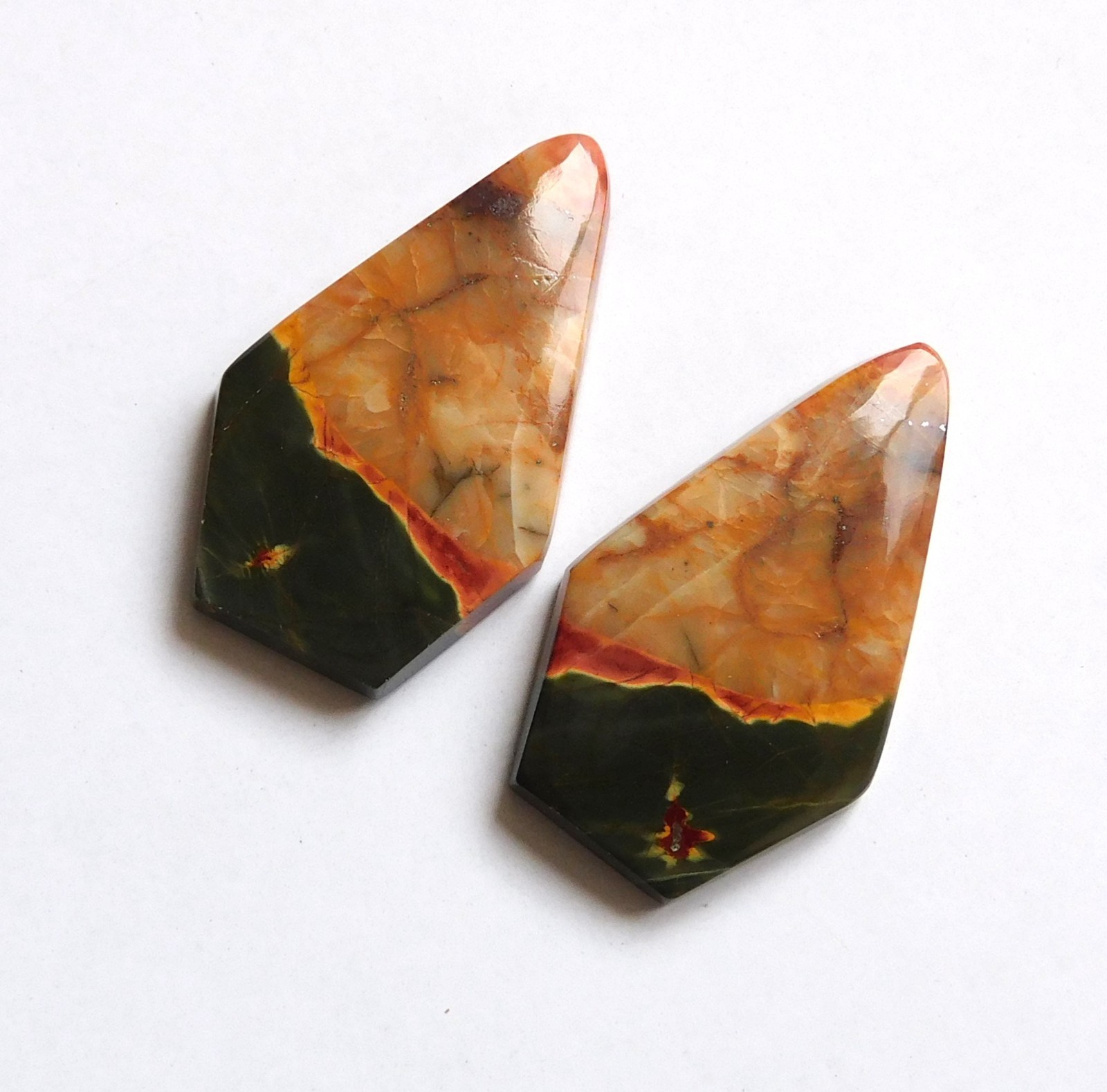 24.25Cts Natural Cherry creek Jasper(26mmx15.4mm each)Cabochon Match Pair YA26