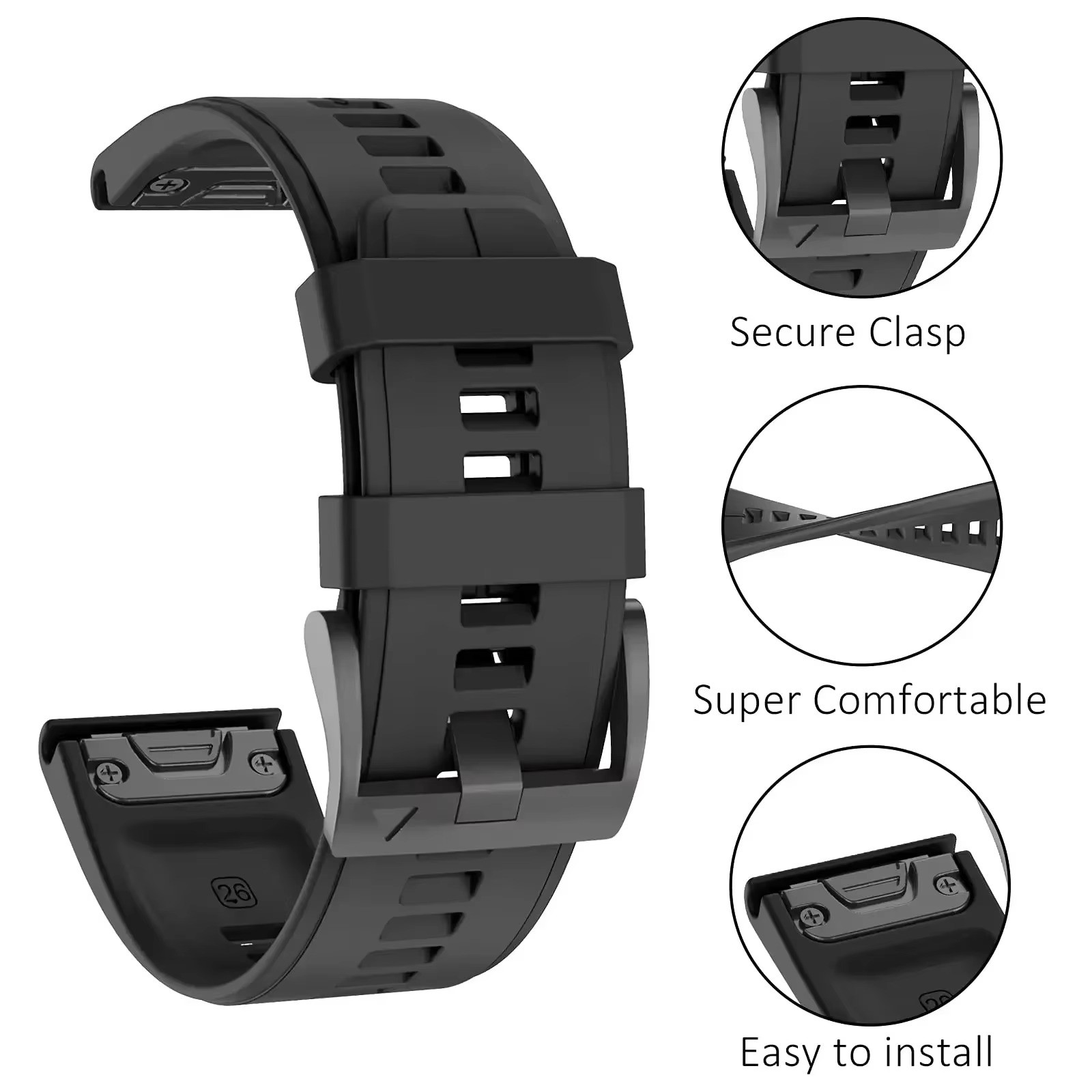 QuickFit 20 22mm 26mm Watch Straps For Garmin Fenix 7X 7 7S 6X 6 6S Pro Silicone