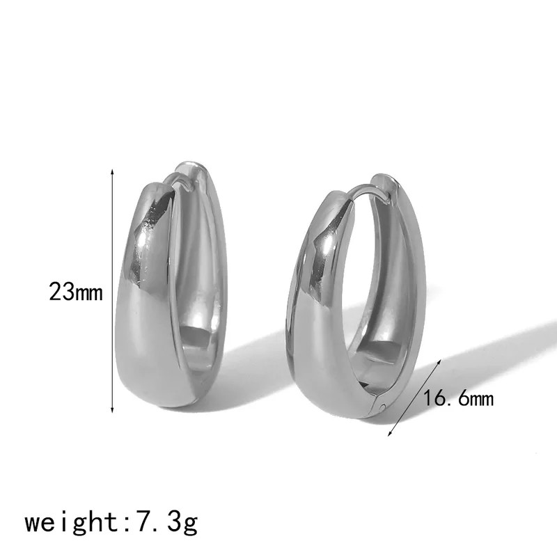 304 Stainless Steel Geometric Hoop Earrings 18K Gold PVD Waterproof Women