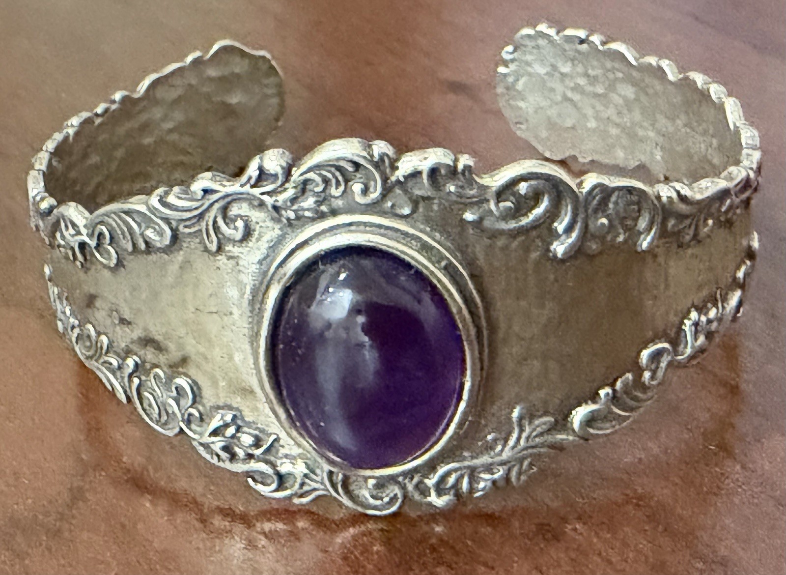 PZ Paz Creations ISRAEL .925 Sterling Silver 5ct Amethyst Cuff