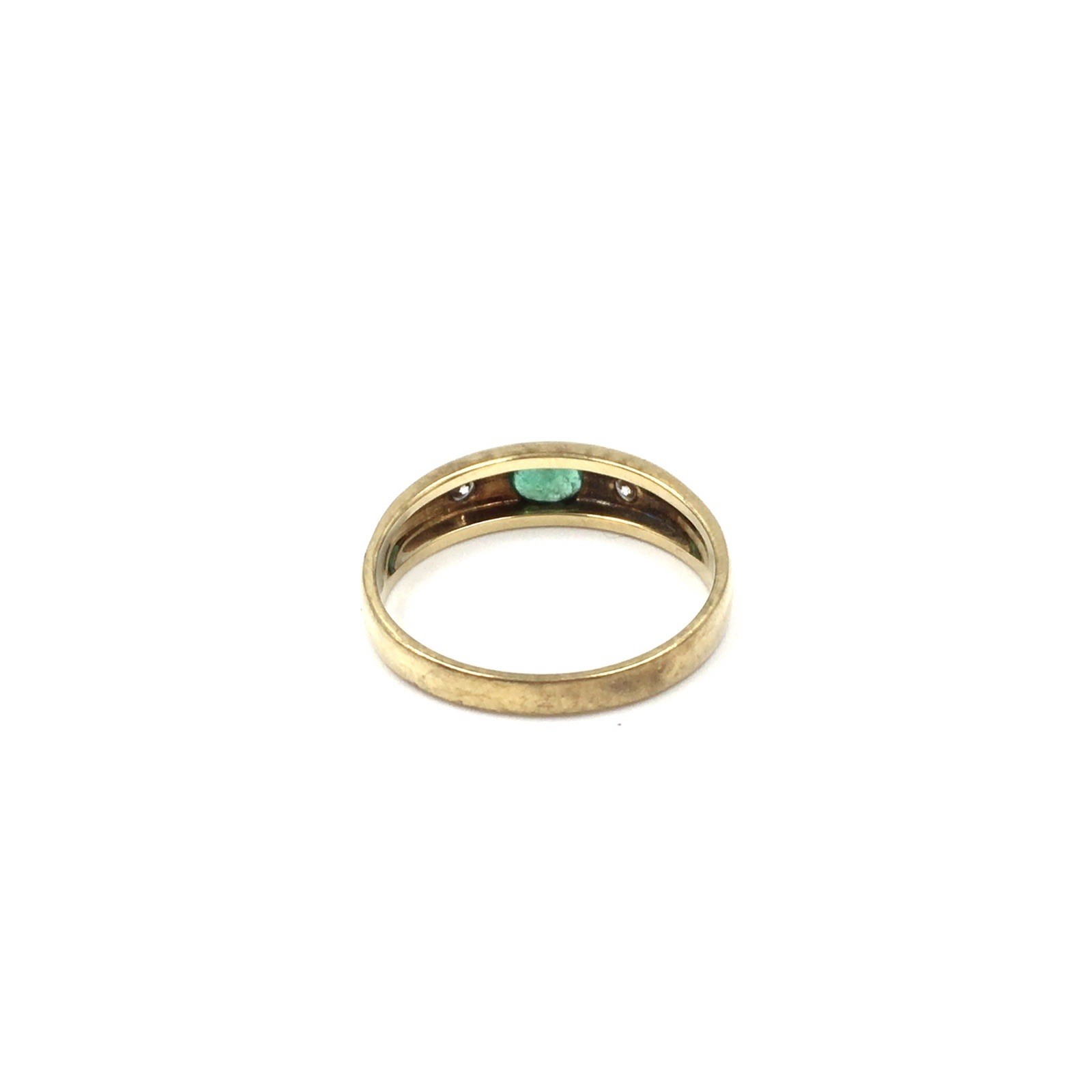 14kt yellow gold band ring emerald 0.14ct diamonds 585 gold jewelry 17.8mm / 56