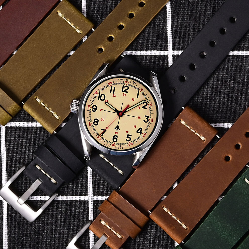 WOCCI Top Grain Leather Watch Band 17 18 19 20 21 22 24 26mm Men Watch Strap