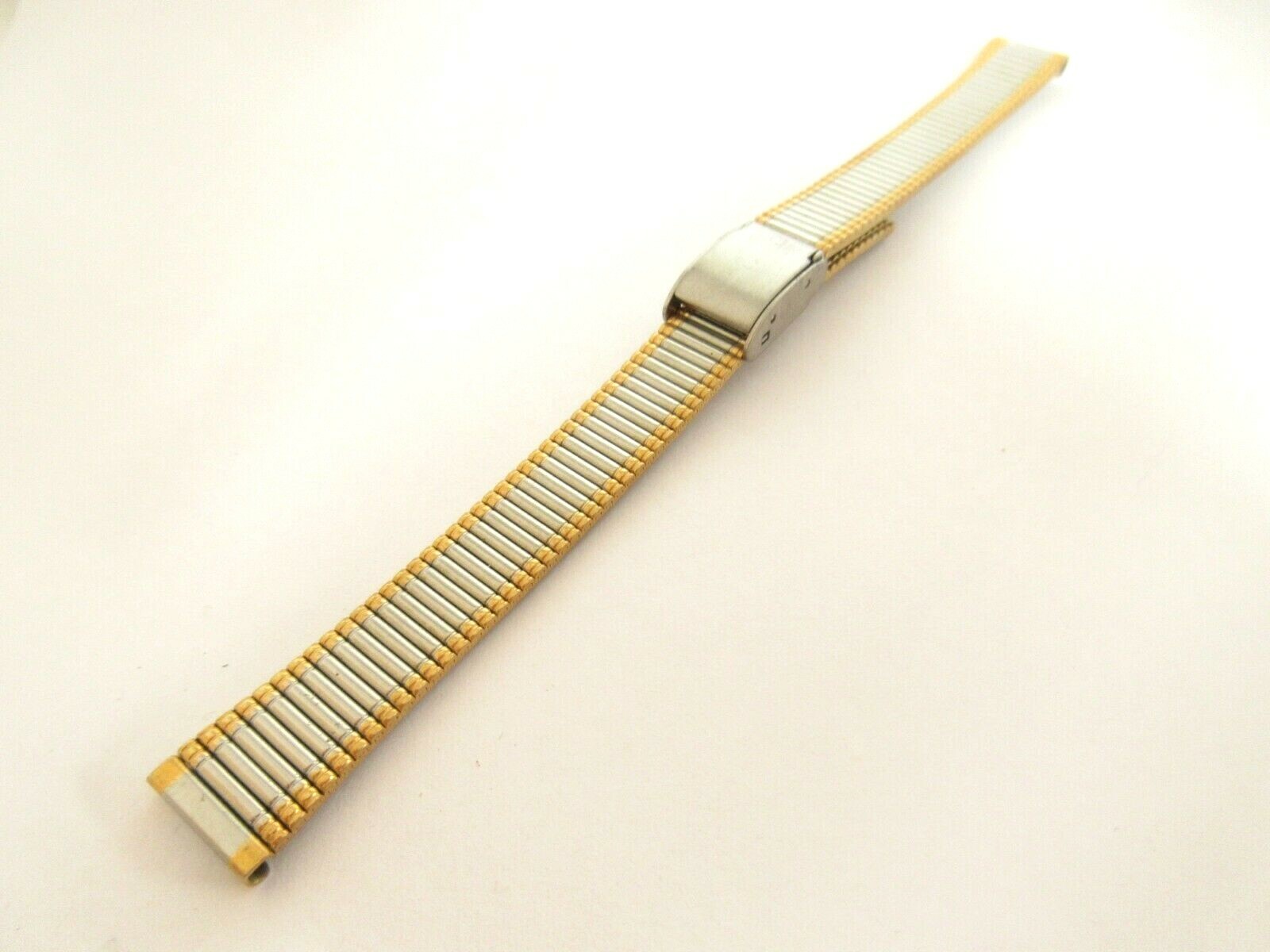Two Tone Silver Stainless Steel 12mm Watch Strap Adjustable Sliding Clasp
