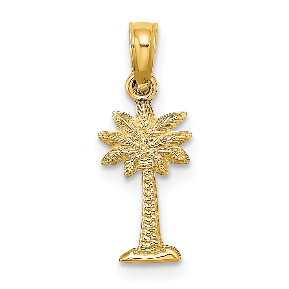 10k Yellow Gold Textured Mini Palmetto Palm Tree Charm Pendant L-17.4 mm