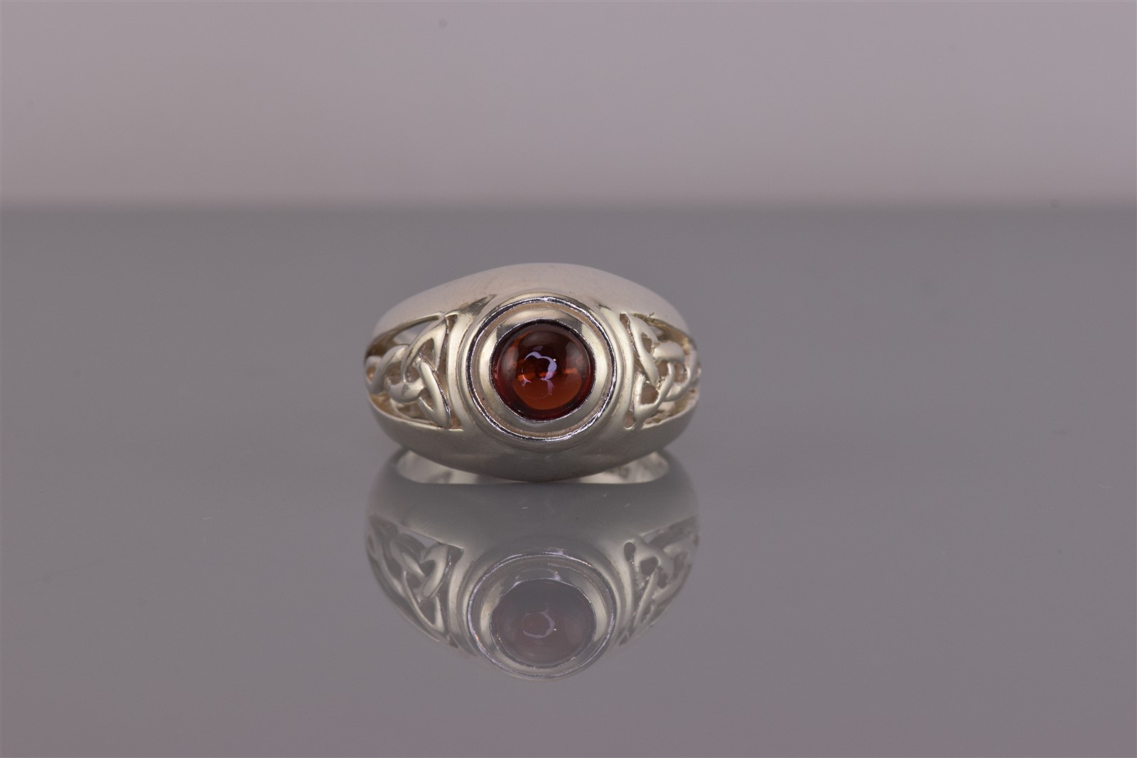 Peter Stone Sterling Silver Red Garnet Open Celtic Knot Band Ring 925 Sz: 5