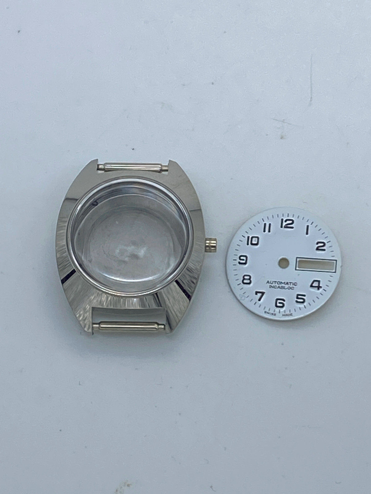 NOS STAINLESS STEEL case for ETA 2688 or 2671 with dial old stock not used