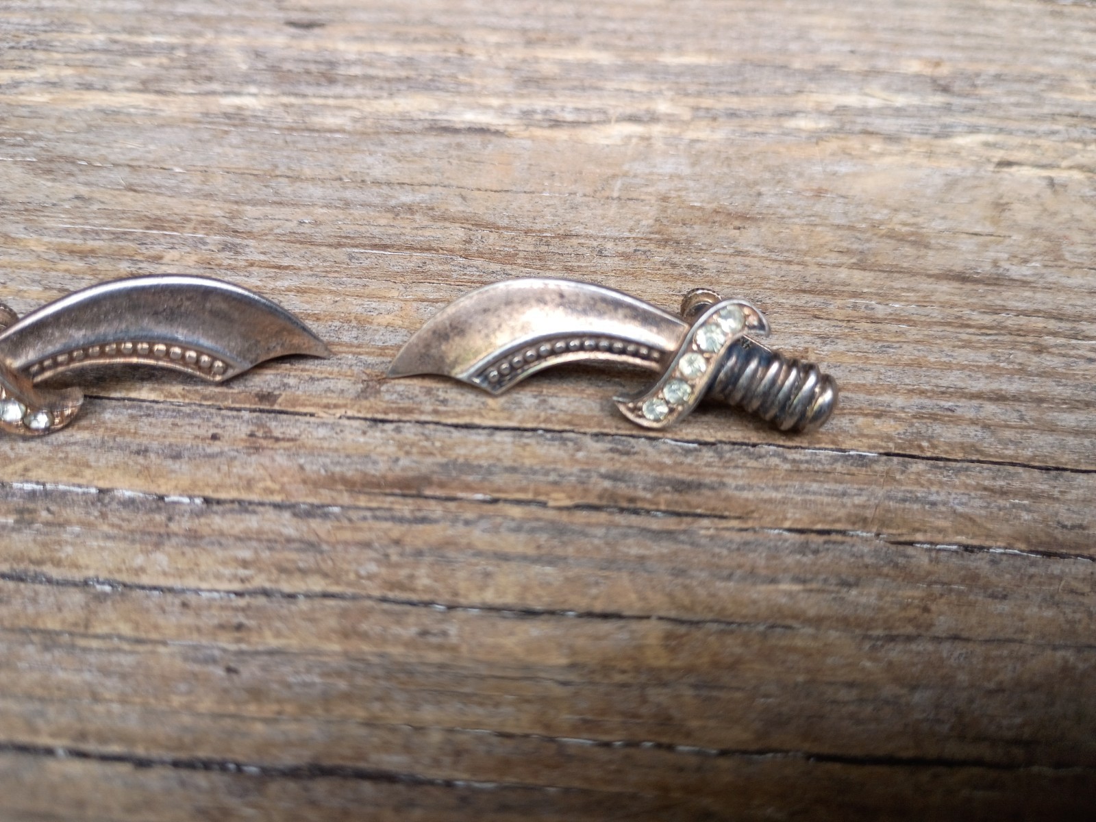Vintage Sterling Silver Sword Screw Back Earrings 7.36 Grams