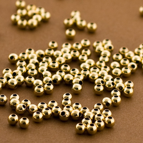 100pc,Gold 3mm Beads.Gold Filled, Polished, Round. Spacers, Seamless, Tiny 14kt