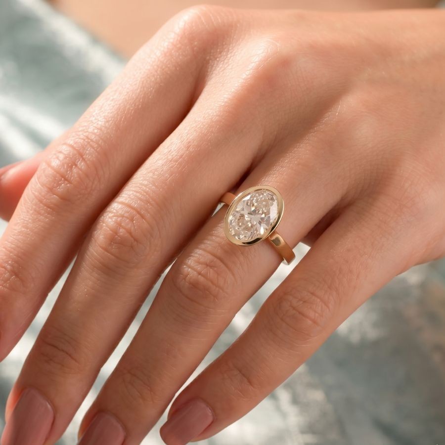 2.00Ct Oval-Cut VS1 Lab Grown Diamond Wedding Engagement Ring 14k Yellow Gold