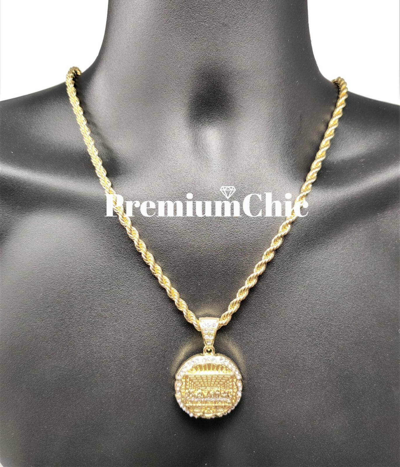 Jesus, Cross, ANKH, Last Supper Pendant, Rope Chain Plated Hip Hop CZ Necklace