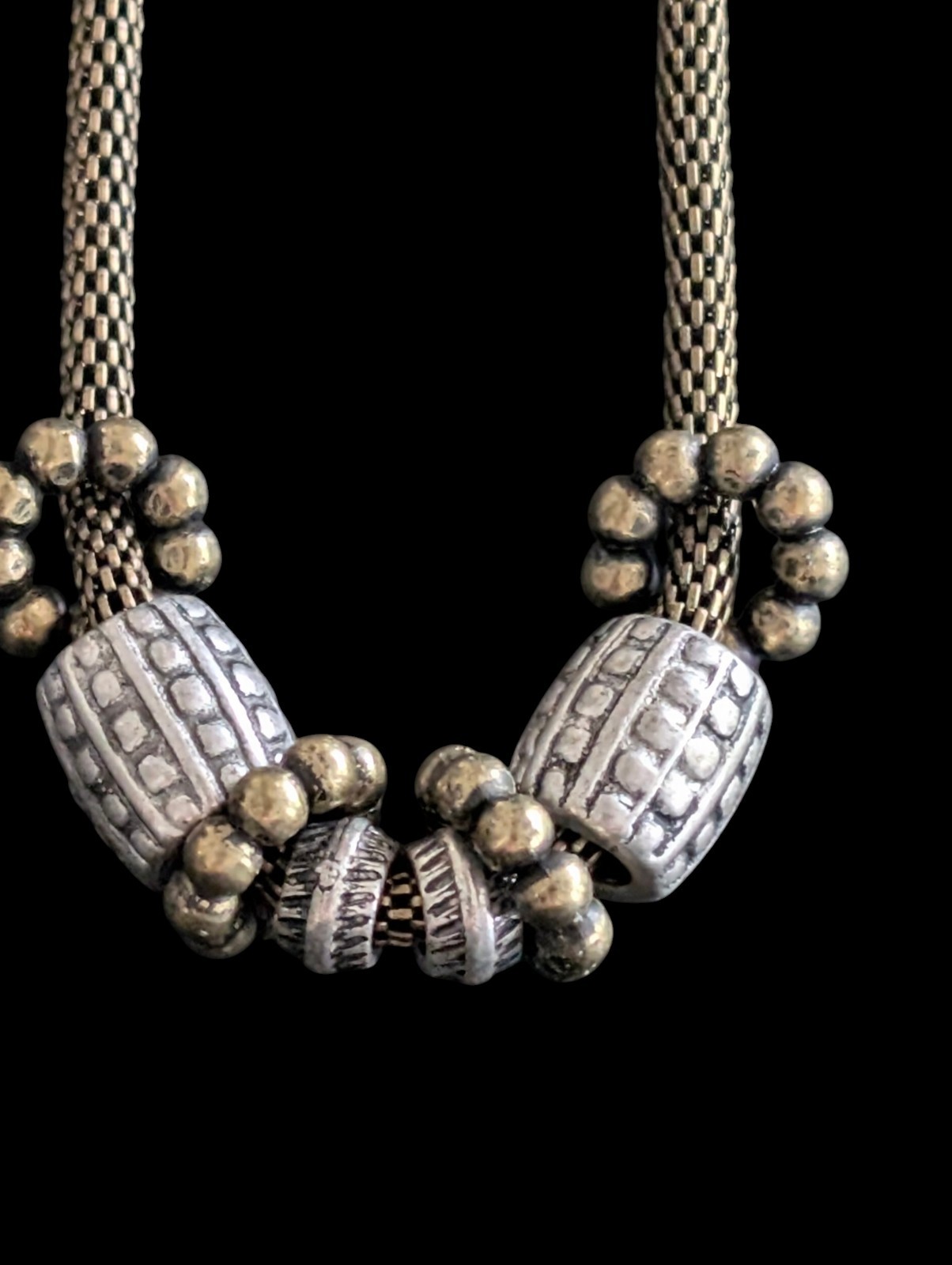 1928 Jewelry Co Mixed Metal Magnetic Hinged Enhancer Pendant Mesh Necklace Boho