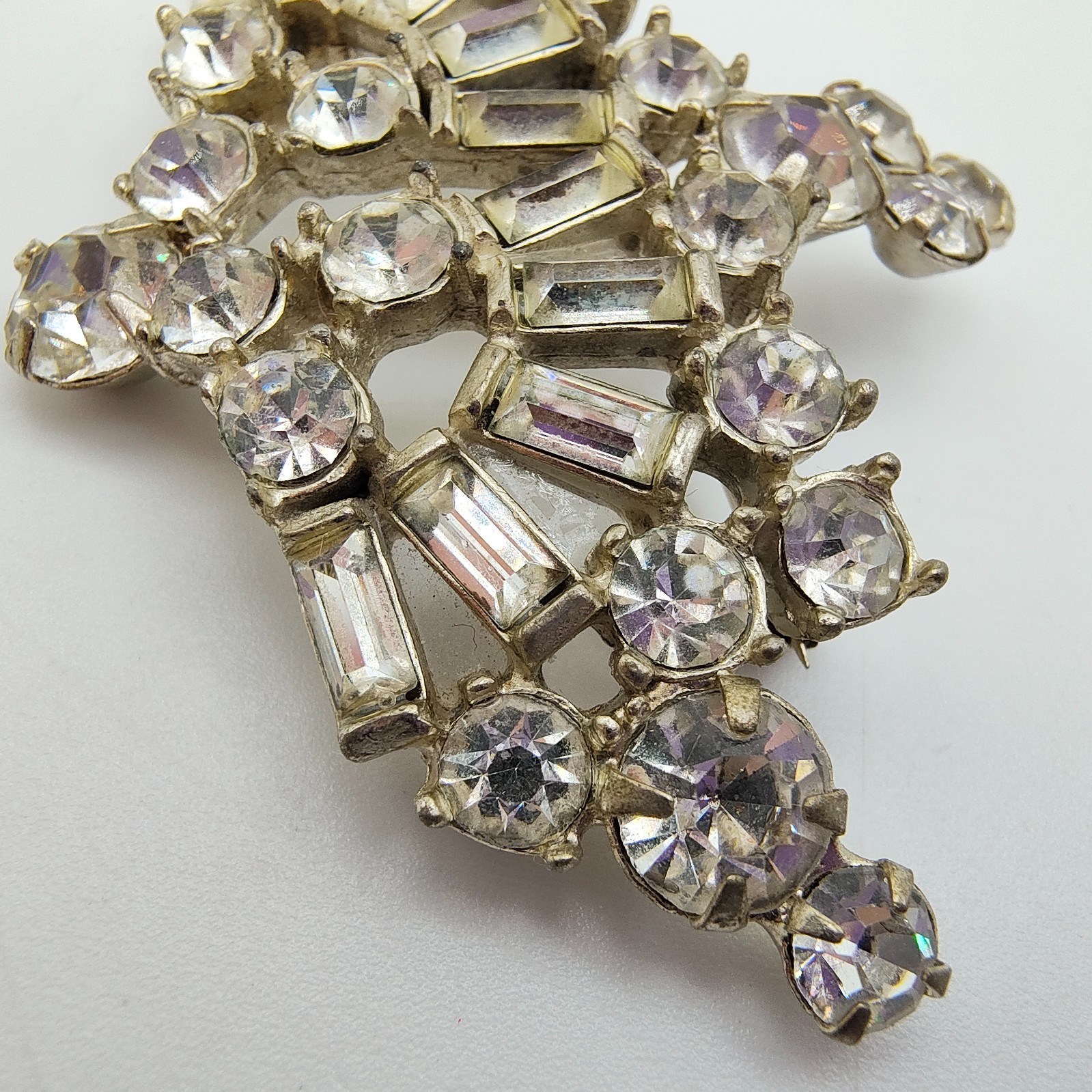 Vintage Art Deco Rhinestone Crown Brooch Old Hollywood Regency Tiara Royalcore
