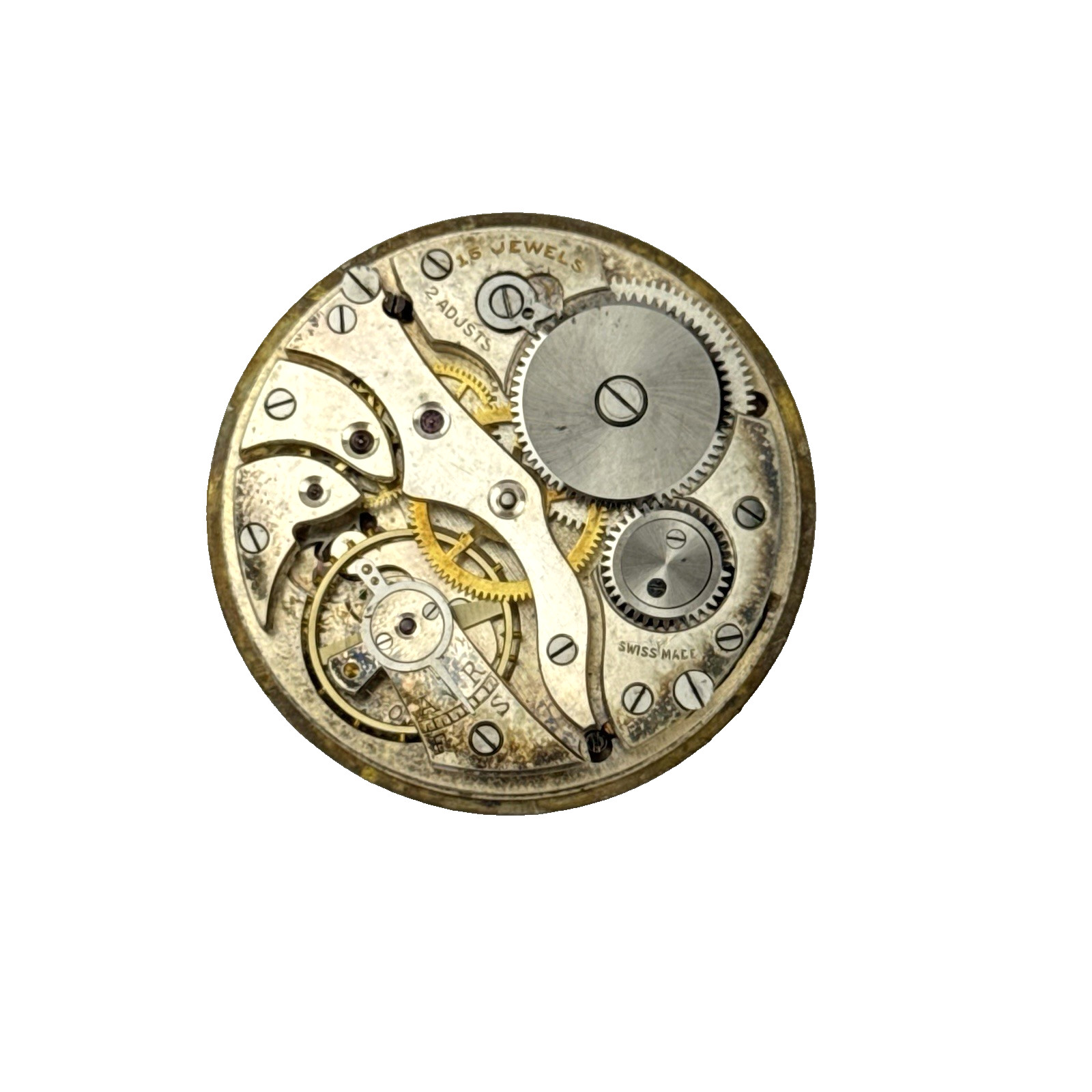 Pocket Watch Movement Swiss 39.7mm, 12S Good Hands, Guilloche Parts Repair (966)