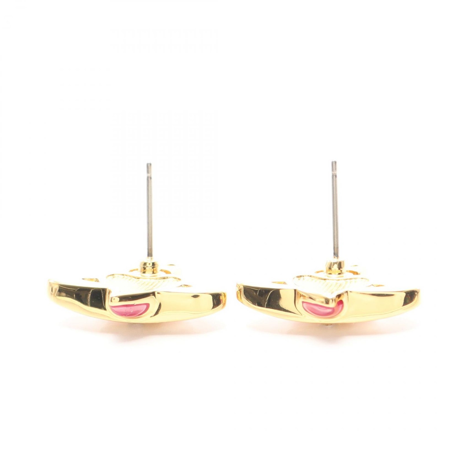 Vivienne Westwood NEW DIAMANTE HEART Pierced Earrings Gold Plated Rhinestone NEW