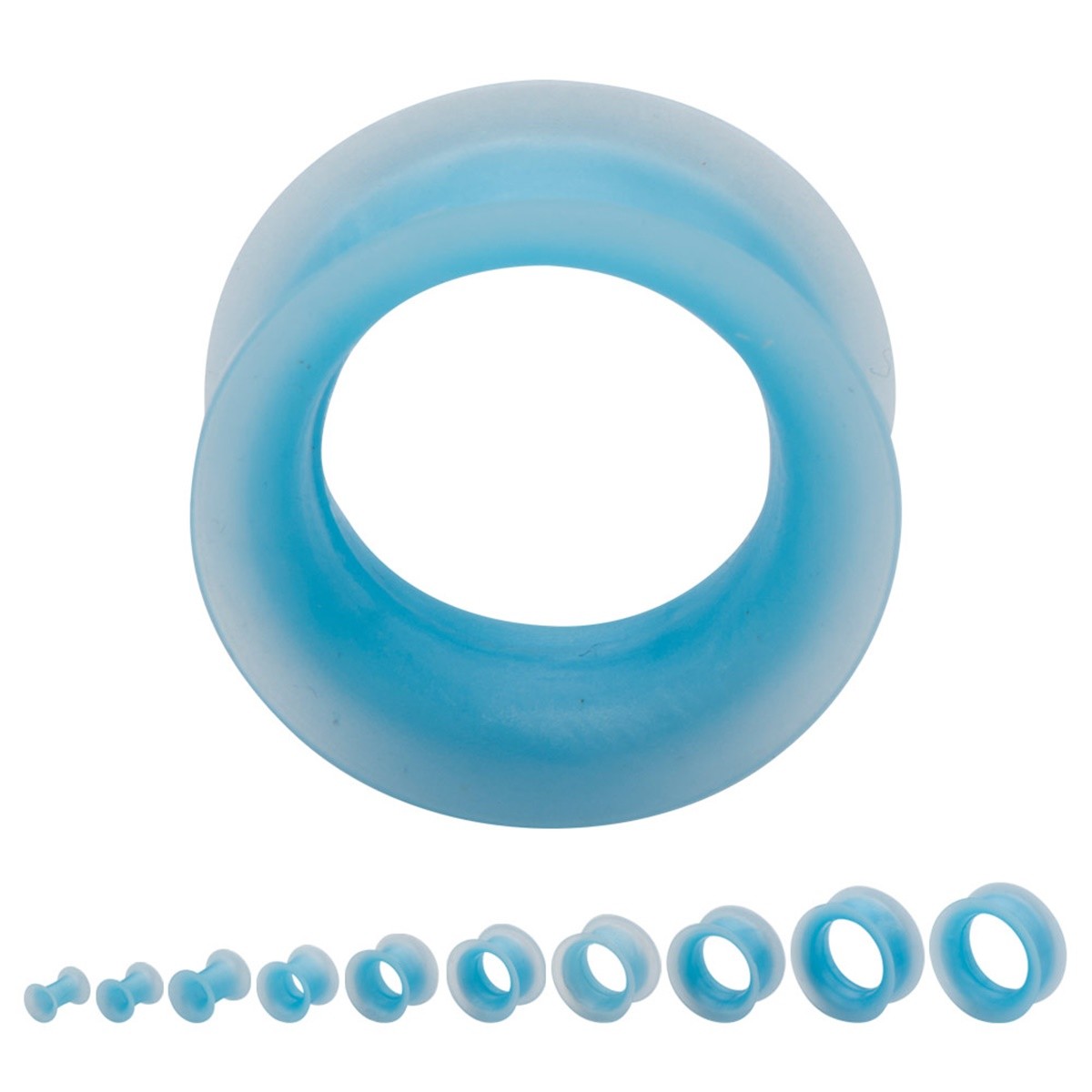 PAIR-Flexi Thin Blue Light Double Flare Silicone Ear Tunnels 04mm/6 Gauge