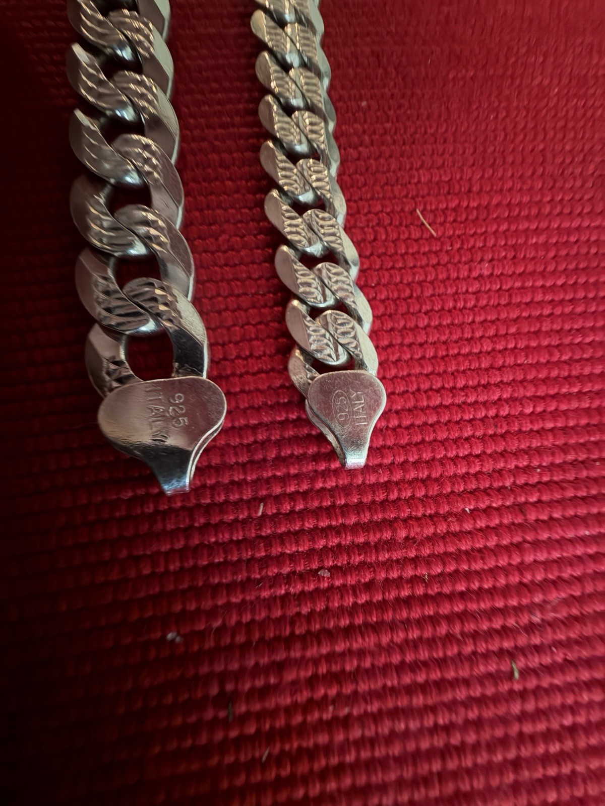 2pc 925 Sterling Silver Curb Link Chain Bracelets 8 in Lobster Clasp Signed