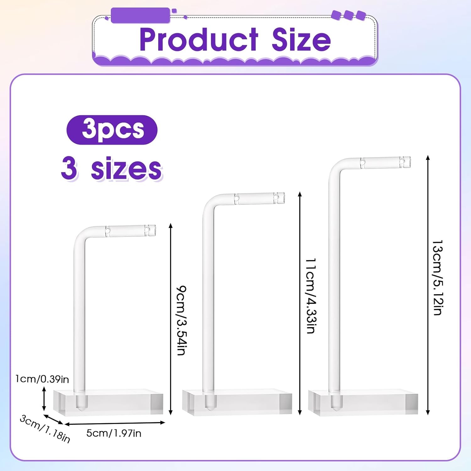 3Pcs Clear Acrylic Earring Display Stand Jewelry Holder Organizer for Earrings