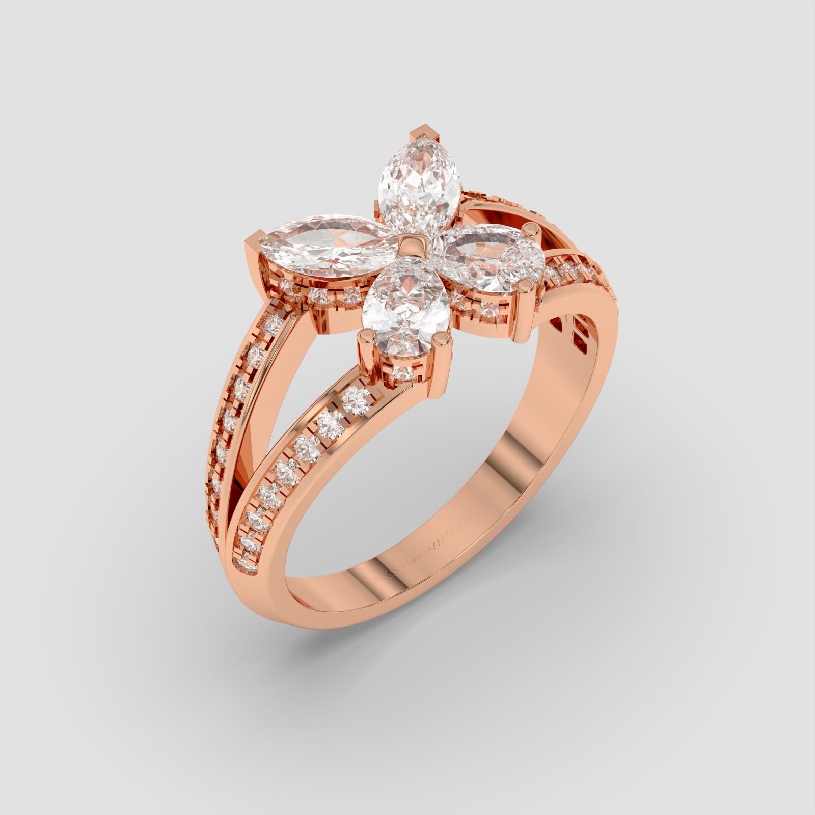 1.45 Ct Marquise , Pear & Round Cut Moissanite Stone Engagement Ring in Silver
