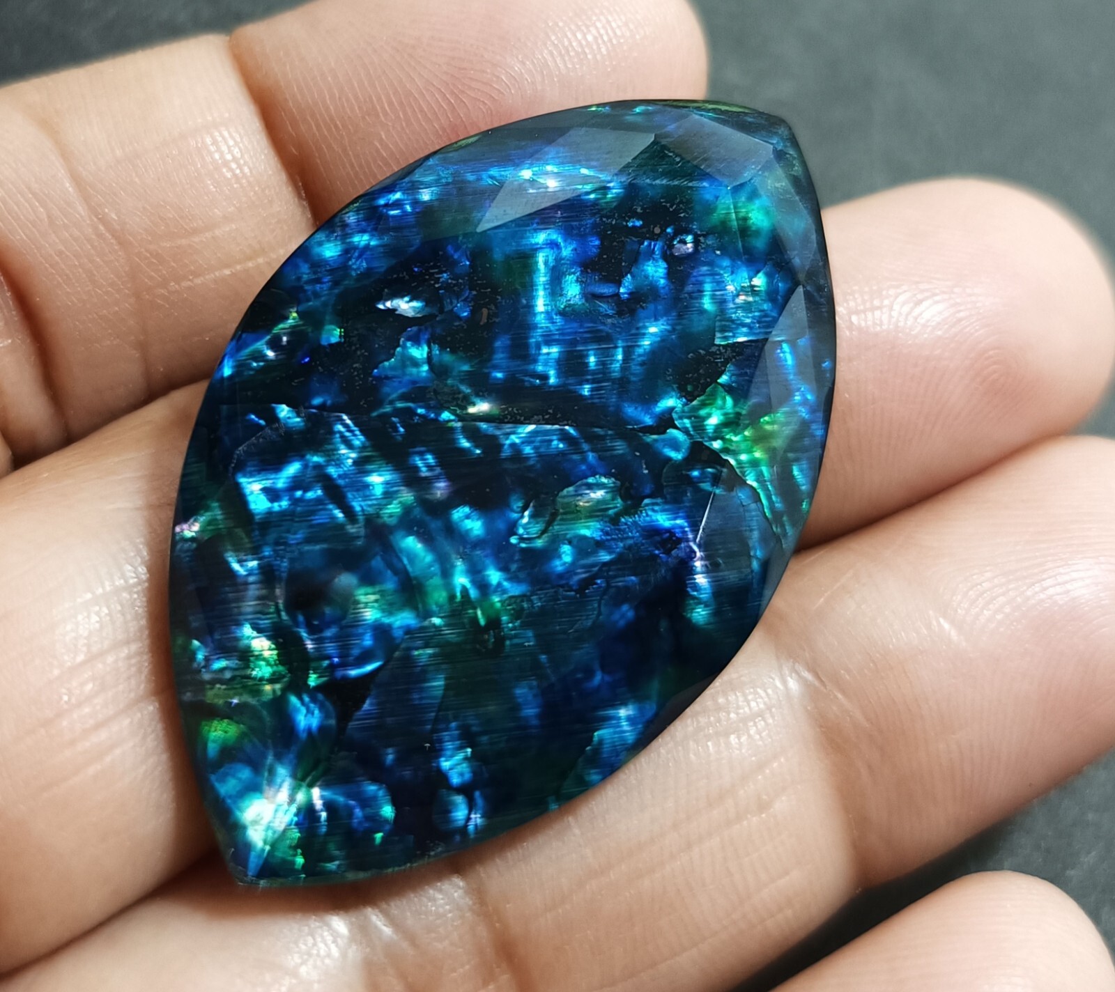 48.45 Ct Natural Ammolite Opal-Like Organic Marquise Doublet Loose Rare GEMSTONE