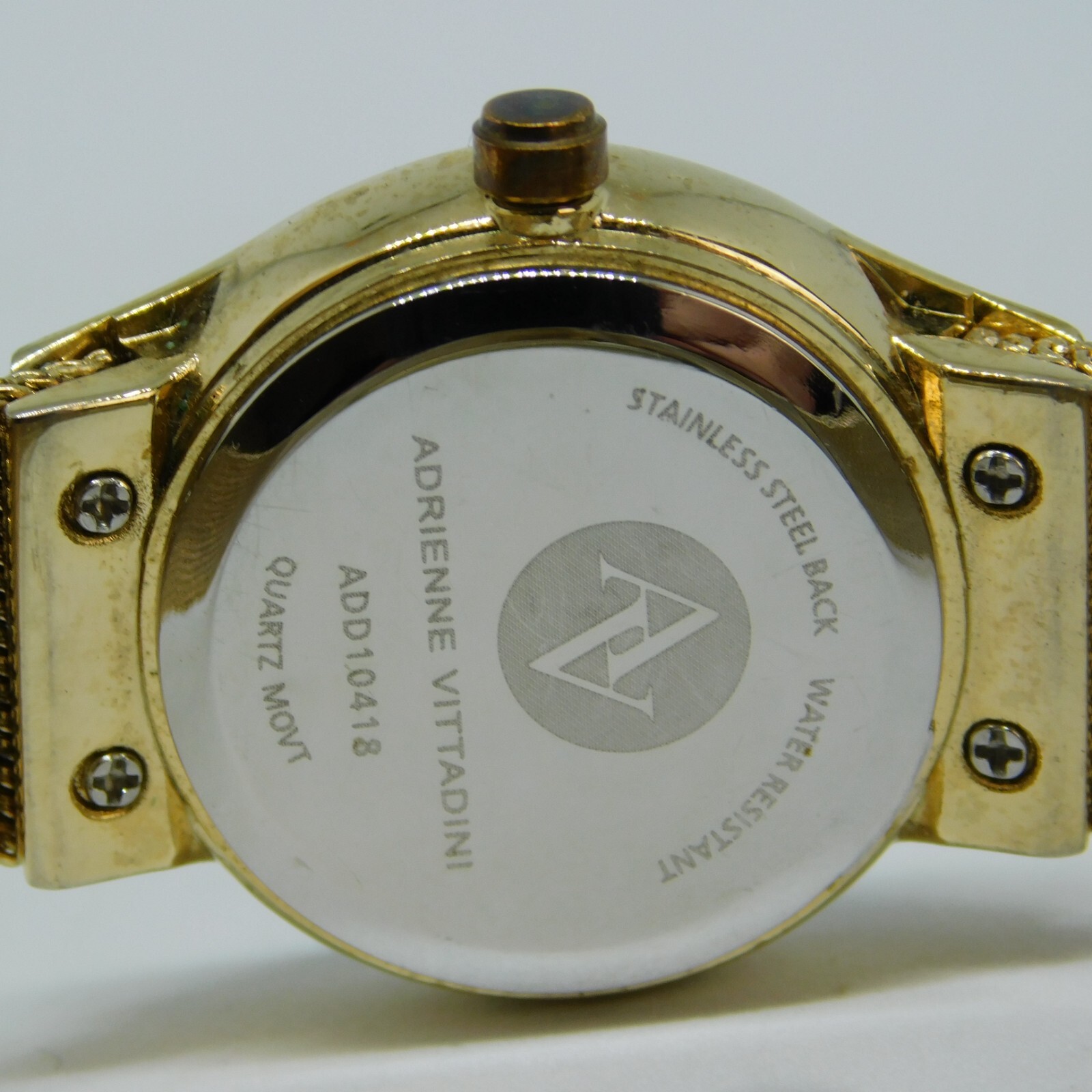 Adrienne Vittadini ADD10418 Diamond Mesh Band Analog Women’s Watch New Battery