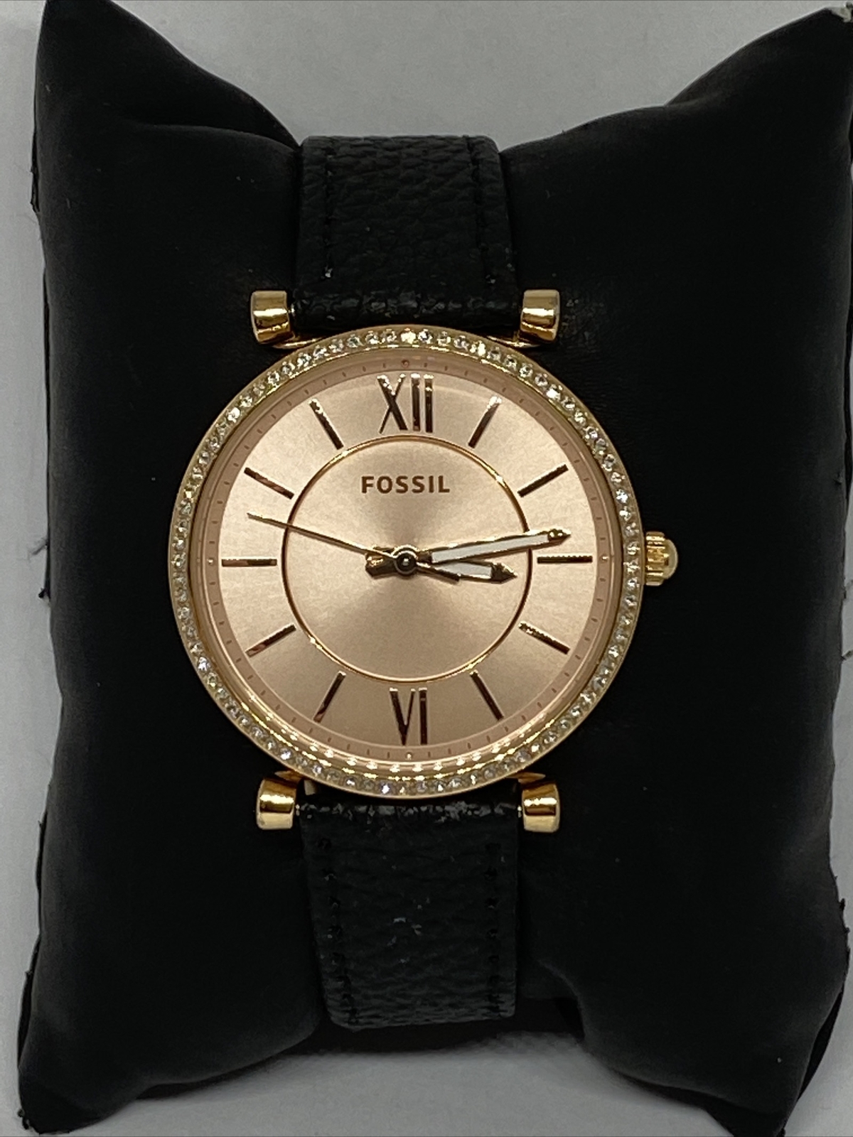 Fossil Carlie ES4485 Women’s Black Leather Analog Dial Quartz Wrist Watch JK727