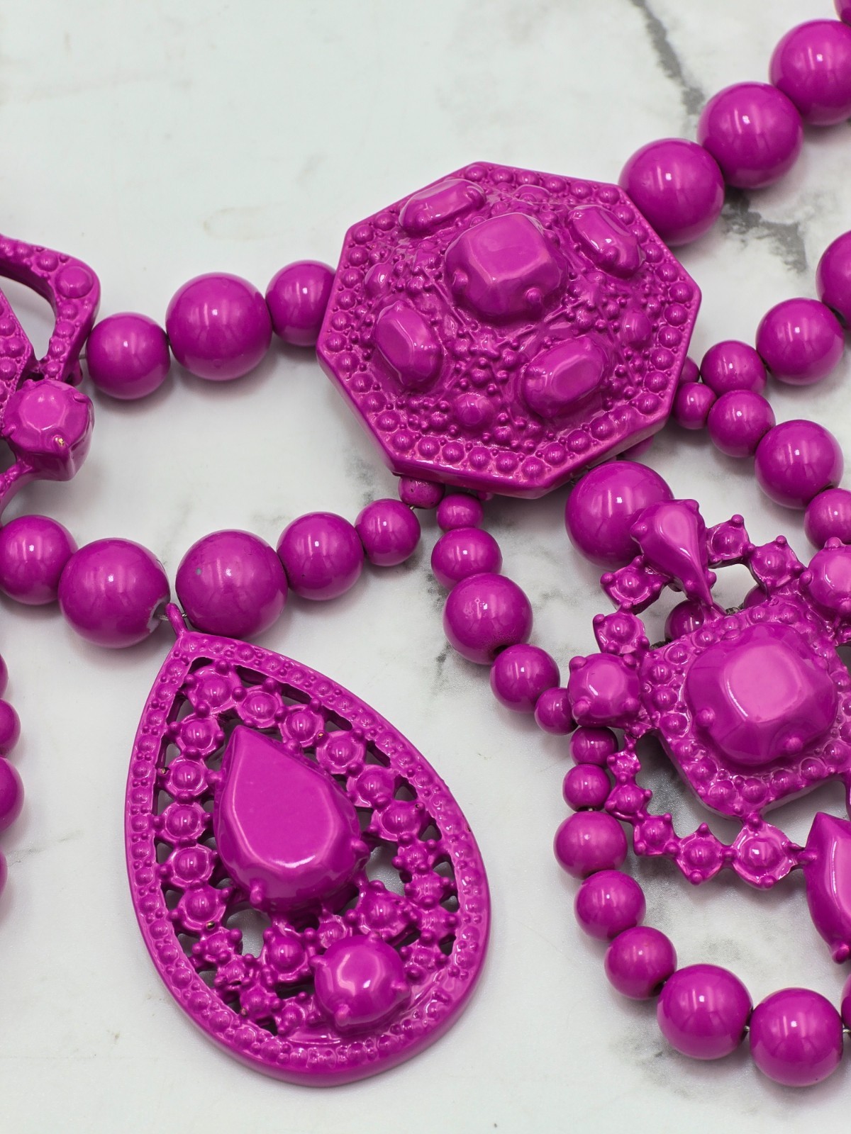 Lanvin H&M Pink Statement Necklace Ribbon Bib Rare Designer Collab