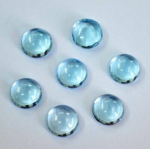 3MM TO 10MM NATURAL SKY BLUE TOPAZ ROUND SHAPE FLAT BACK CABOCHON FOR JEWELRY