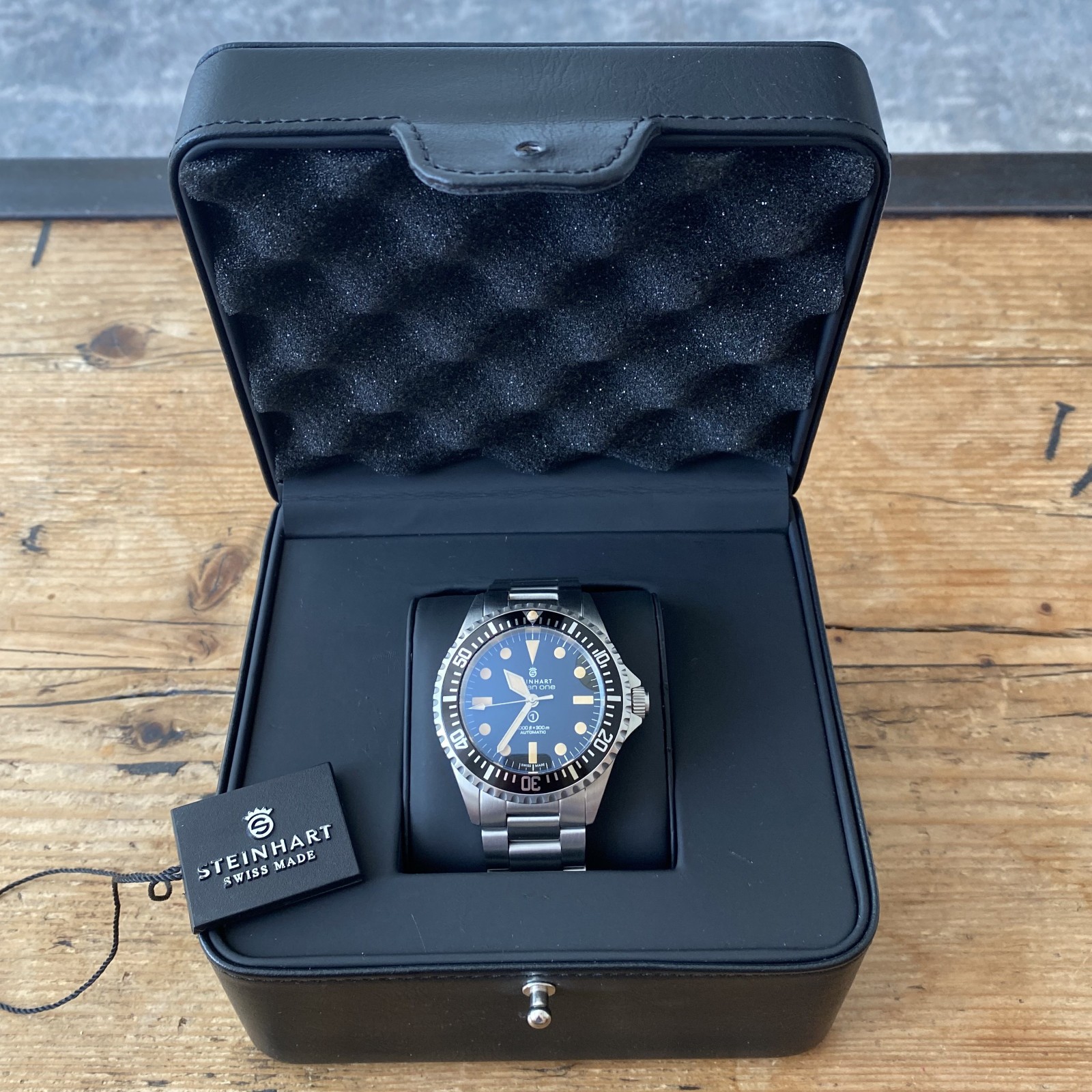 Steinhart Ocean One Vintage Military OVM Black Automatic Diver Watch 42mm