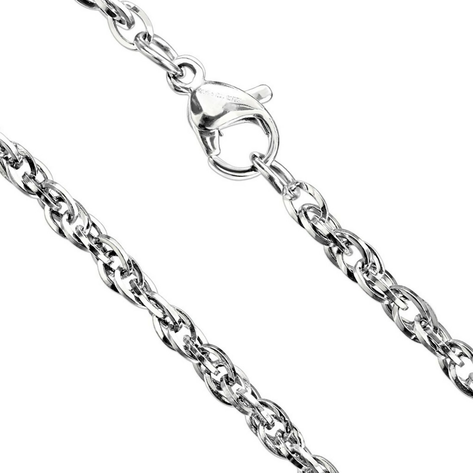 Twisted Cable Chain Necklace Silver Stainless Steel 1.5mm-2.5mm 18-20-Inch